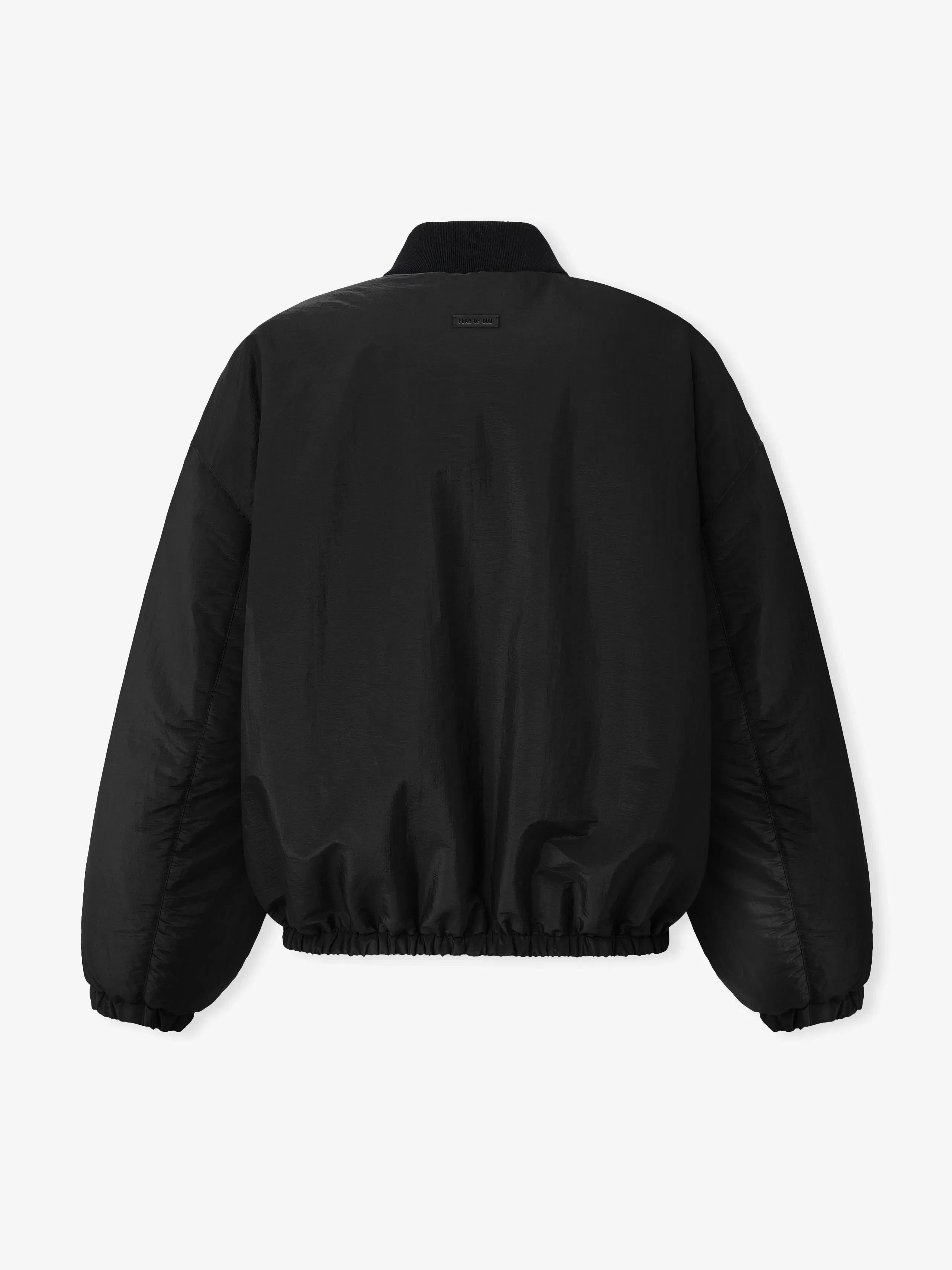 Essentials Nylon Taffeta Padded Bomber Jacket Off Black