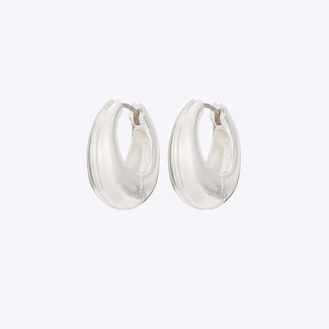 Tory Burch Small Pierced Hoop Earrings Light Silver