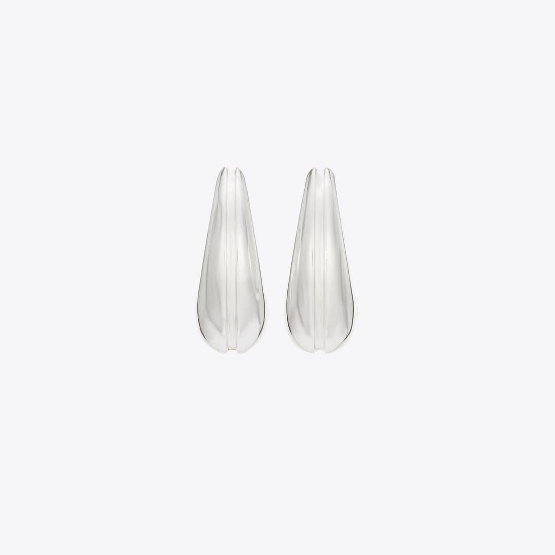 Tory Burch Small Pierced Hoop Earrings Light Silver