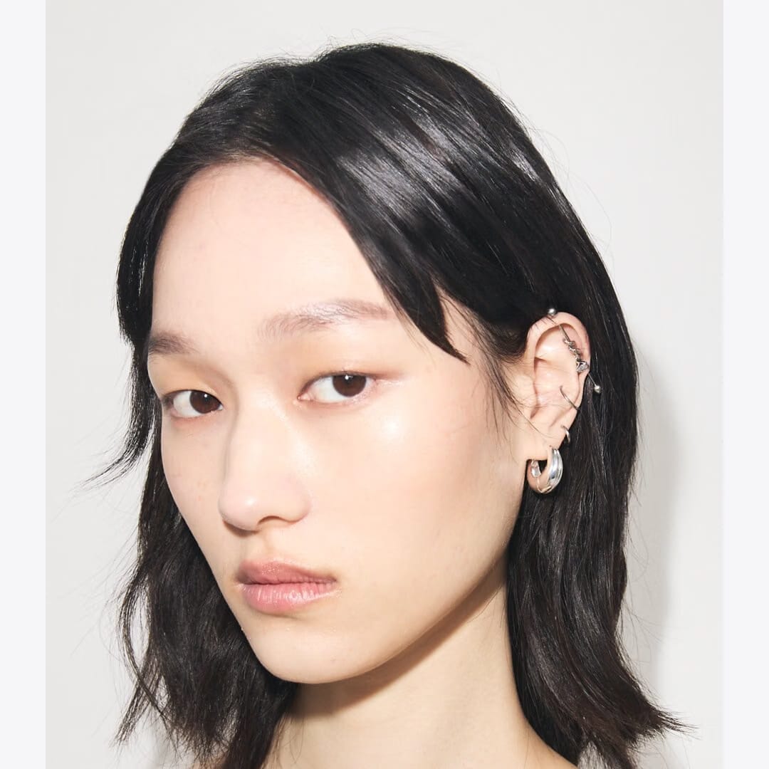 Tory Burch Small Pierced Hoop Earrings Light Silver