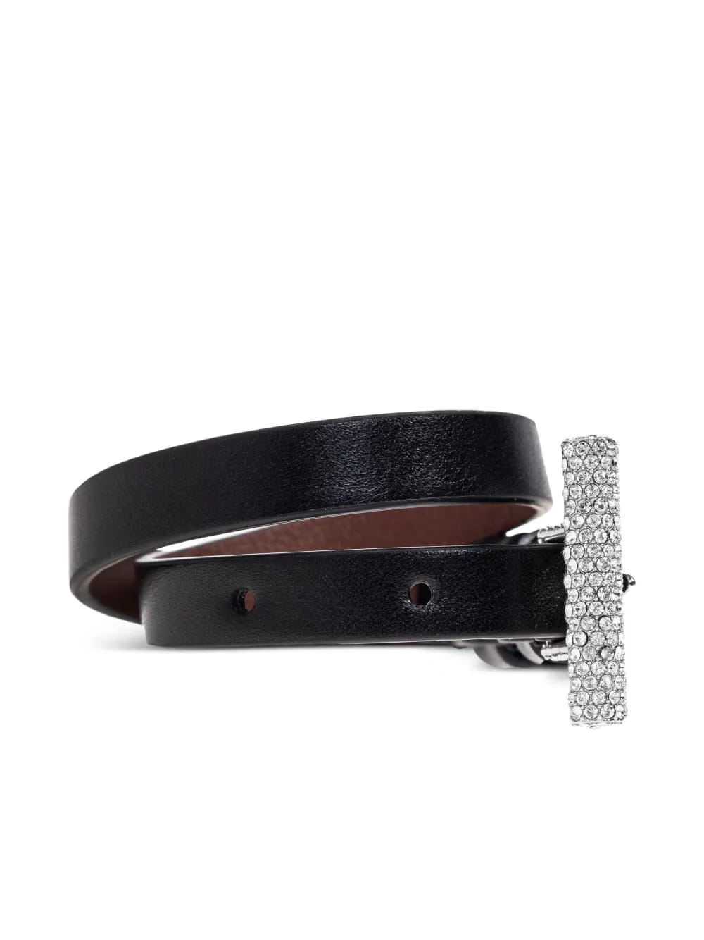 rhinestone-embellished leather bracelet
