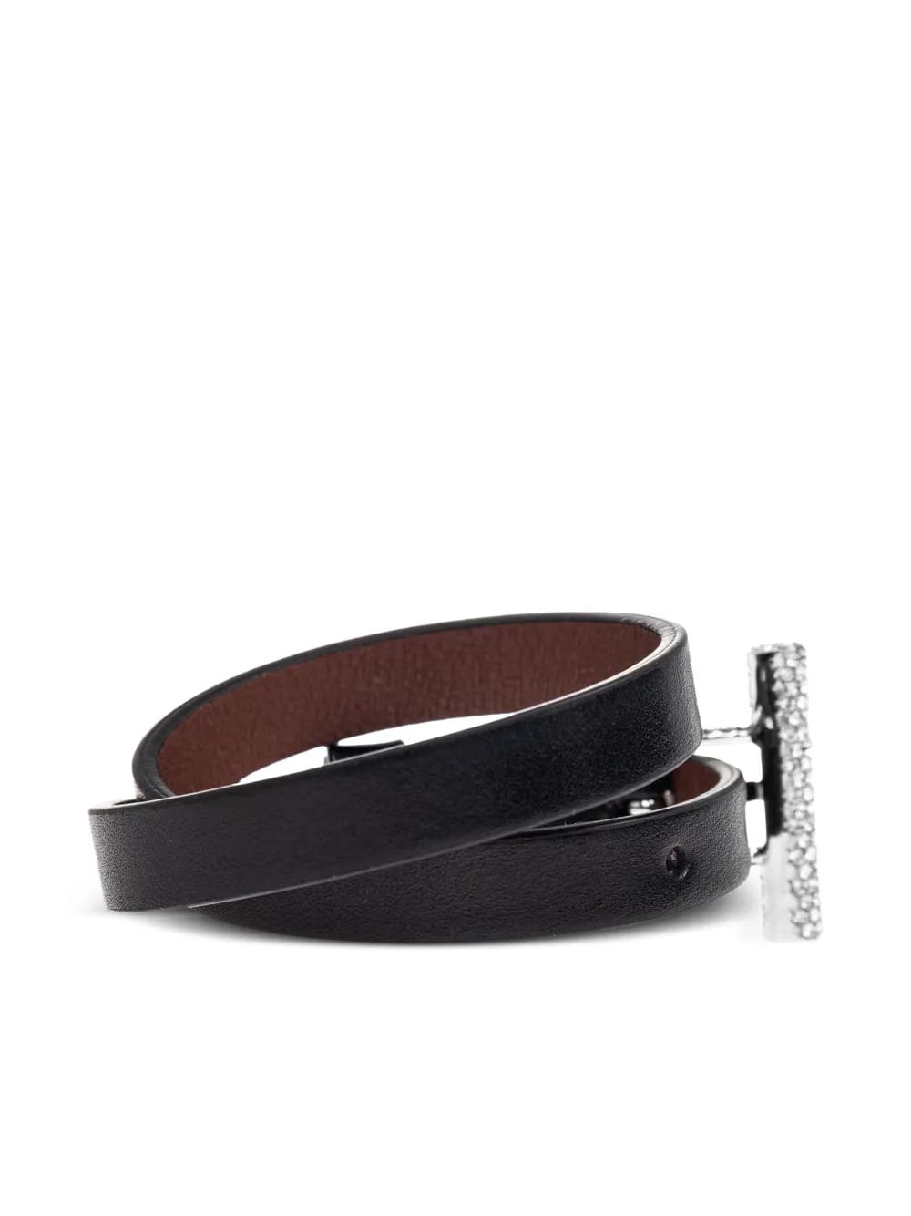 rhinestone-embellished leather bracelet