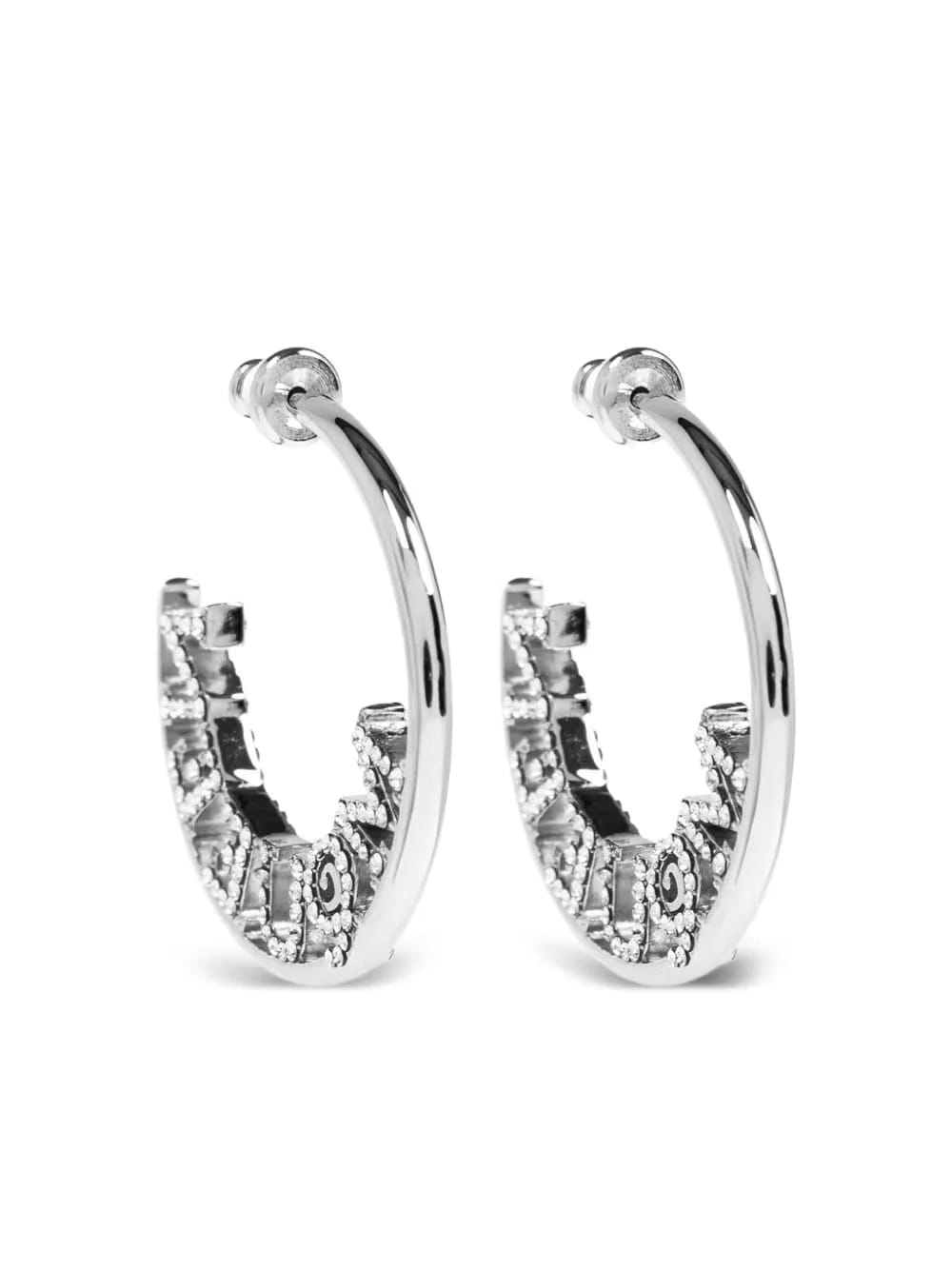 diamond-embellished hoop earrings