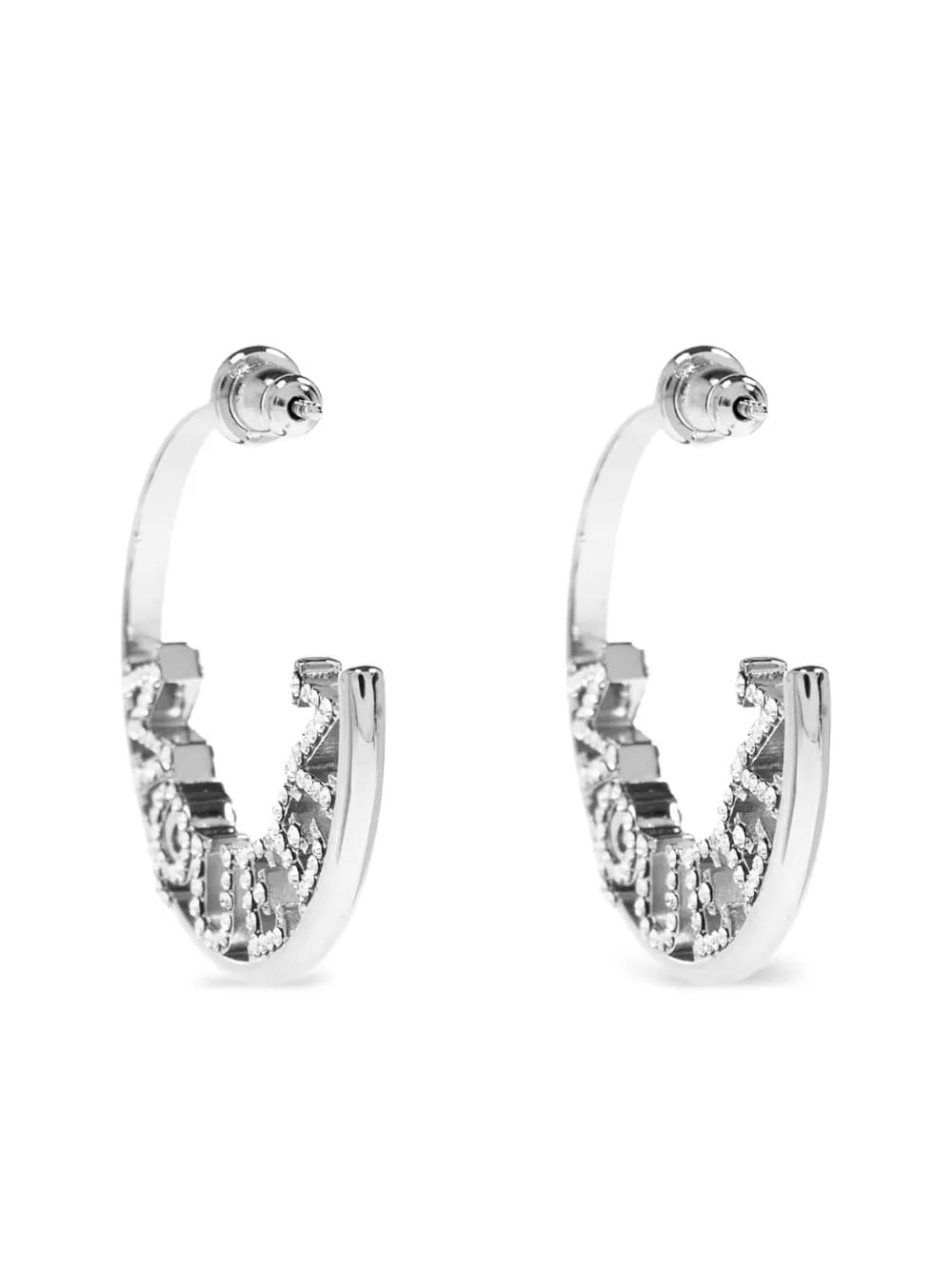 diamond-embellished hoop earrings