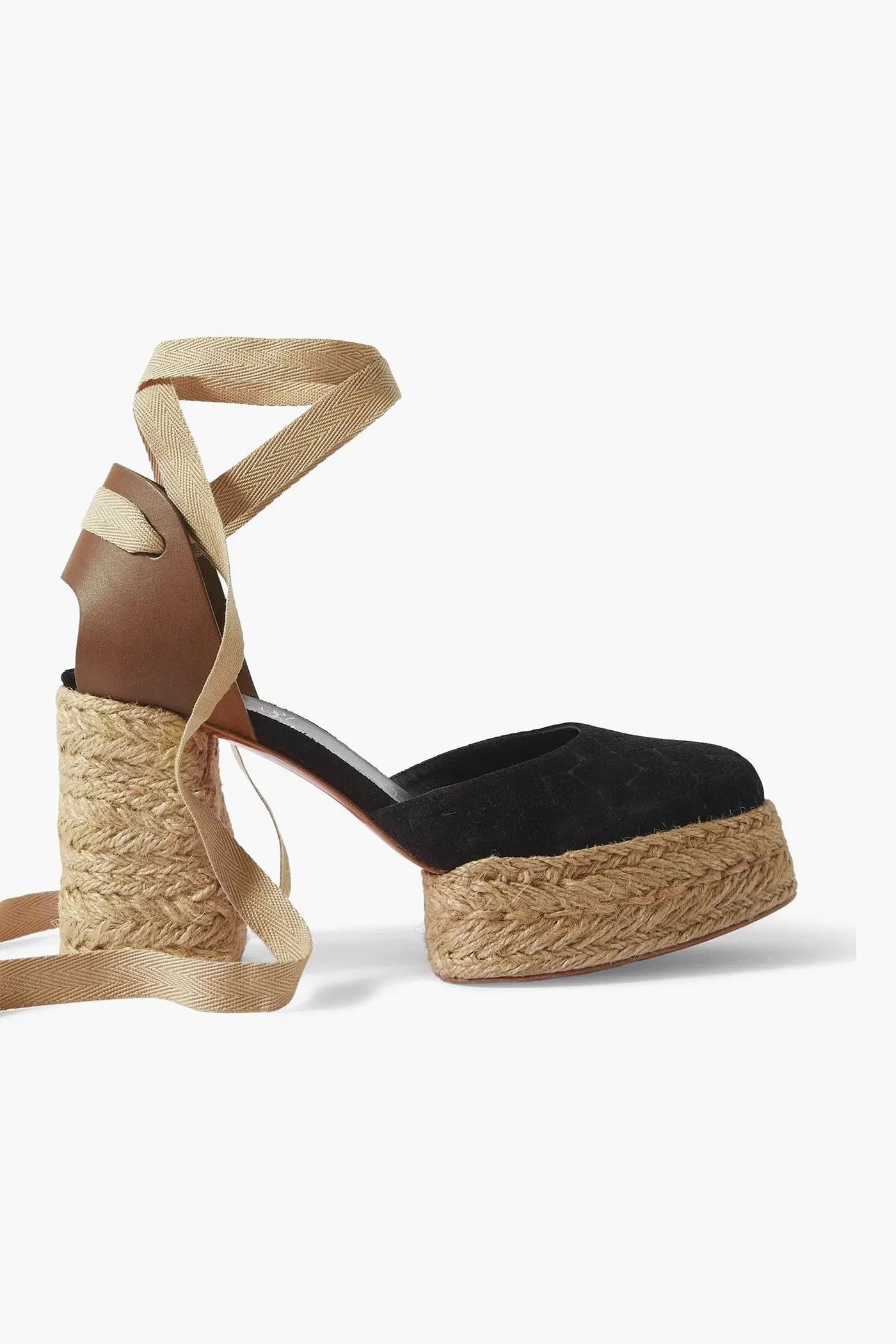 Christian Louboutin Brigissima 70 Leather And Suede Platform Espadrilles Black Women's