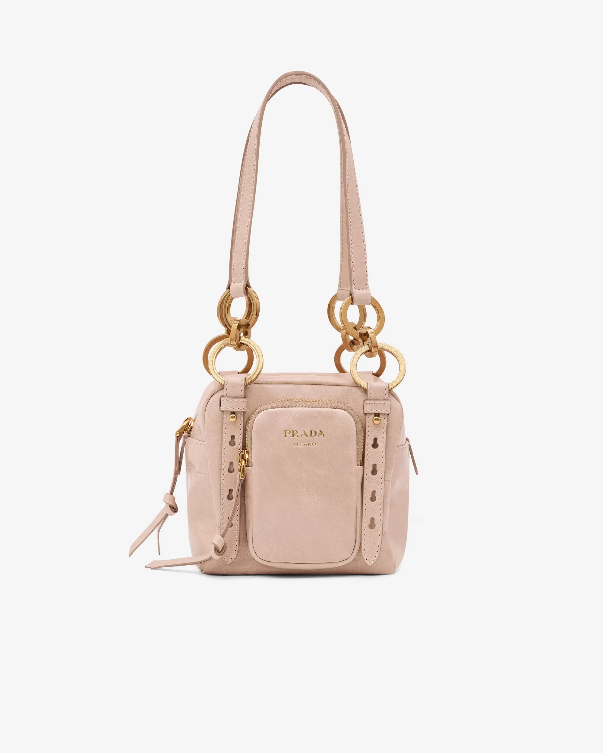 Dangle Leather Top-handle Mini-Bag Powder Pink