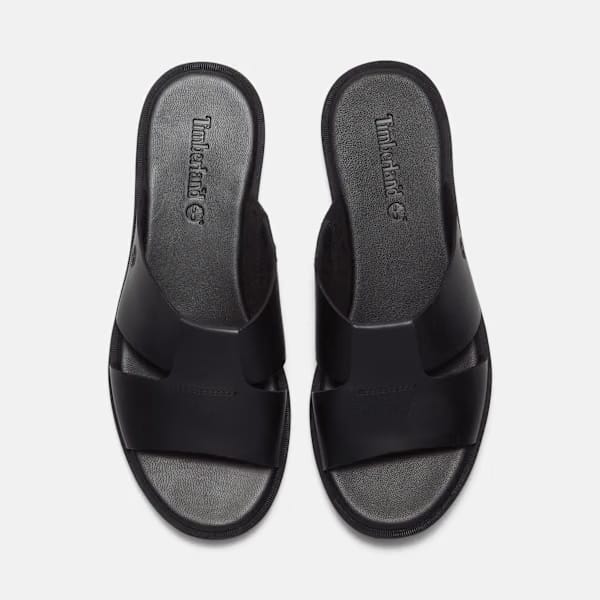 Timberland Calista Bay Slide Sandal Black Full-Grain Women'S