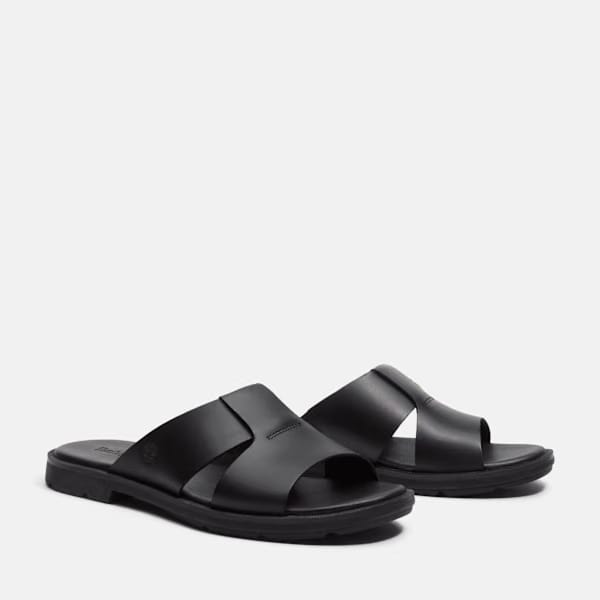 Timberland Calista Bay Slide Sandal Black Full-Grain Women'S