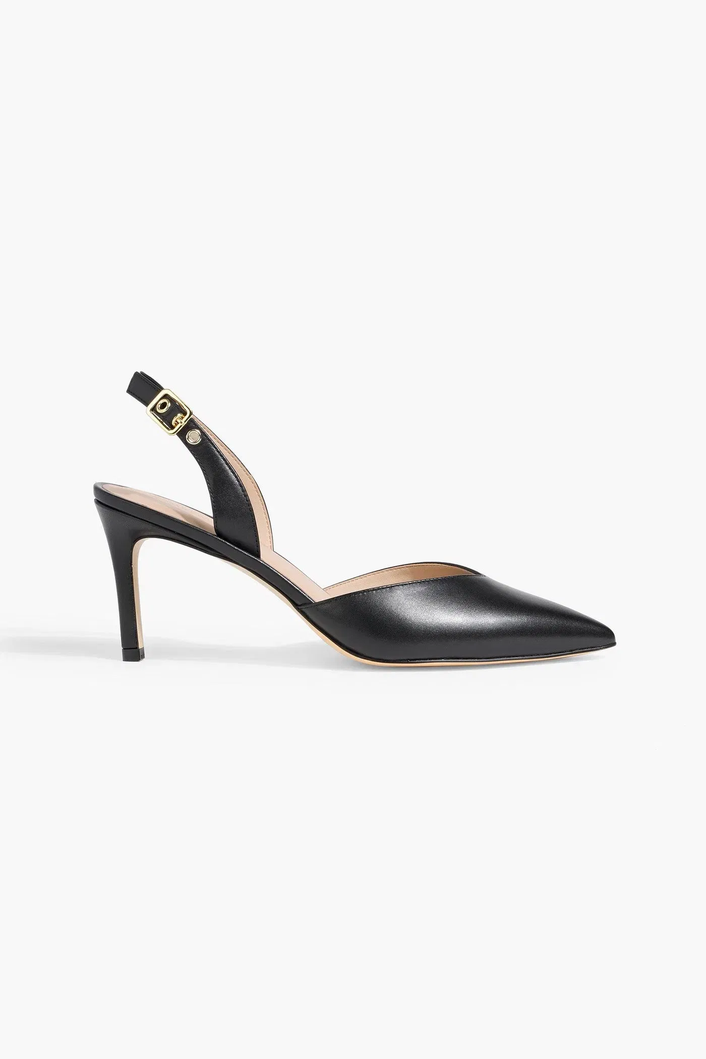 Stuart Weitzman Ryder 75 Leather Slingback Pumps Black Women's