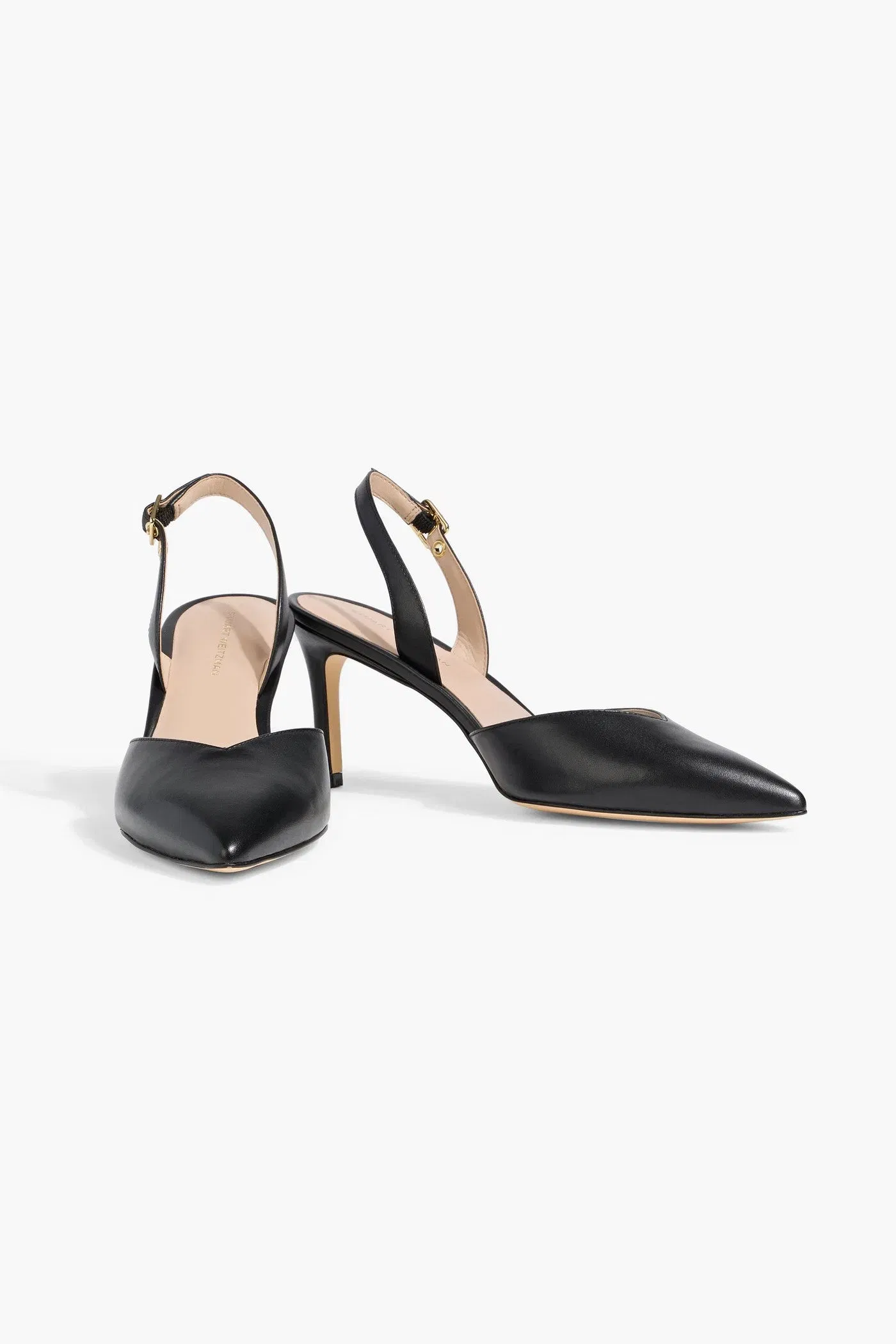 Stuart Weitzman Ryder 75 Leather Slingback Pumps Black Women's