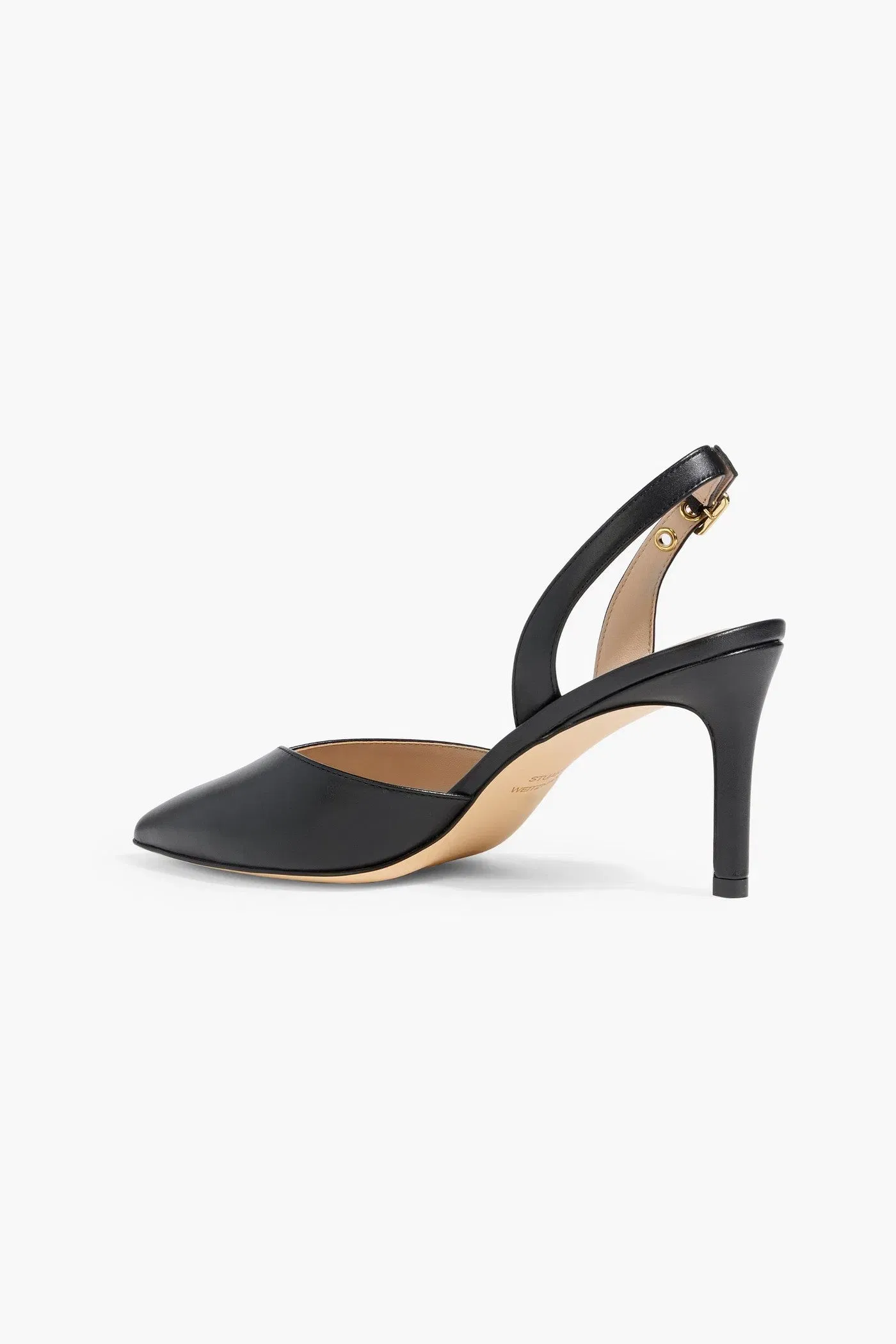 Stuart Weitzman Ryder 75 Leather Slingback Pumps Black Women's