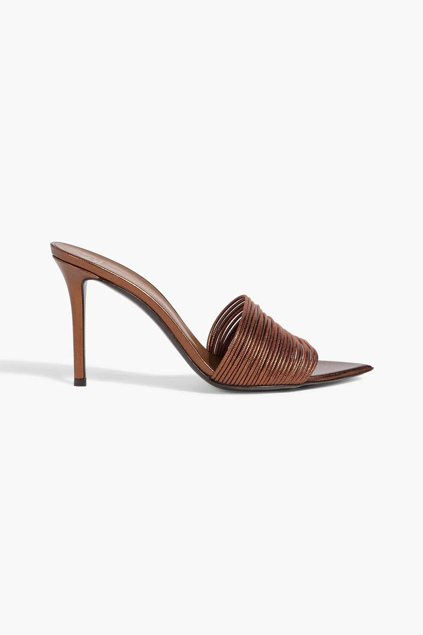 Giuseppe Zanotti Intriigo Clio 70 Metallic Leather Mules Bronze Women's