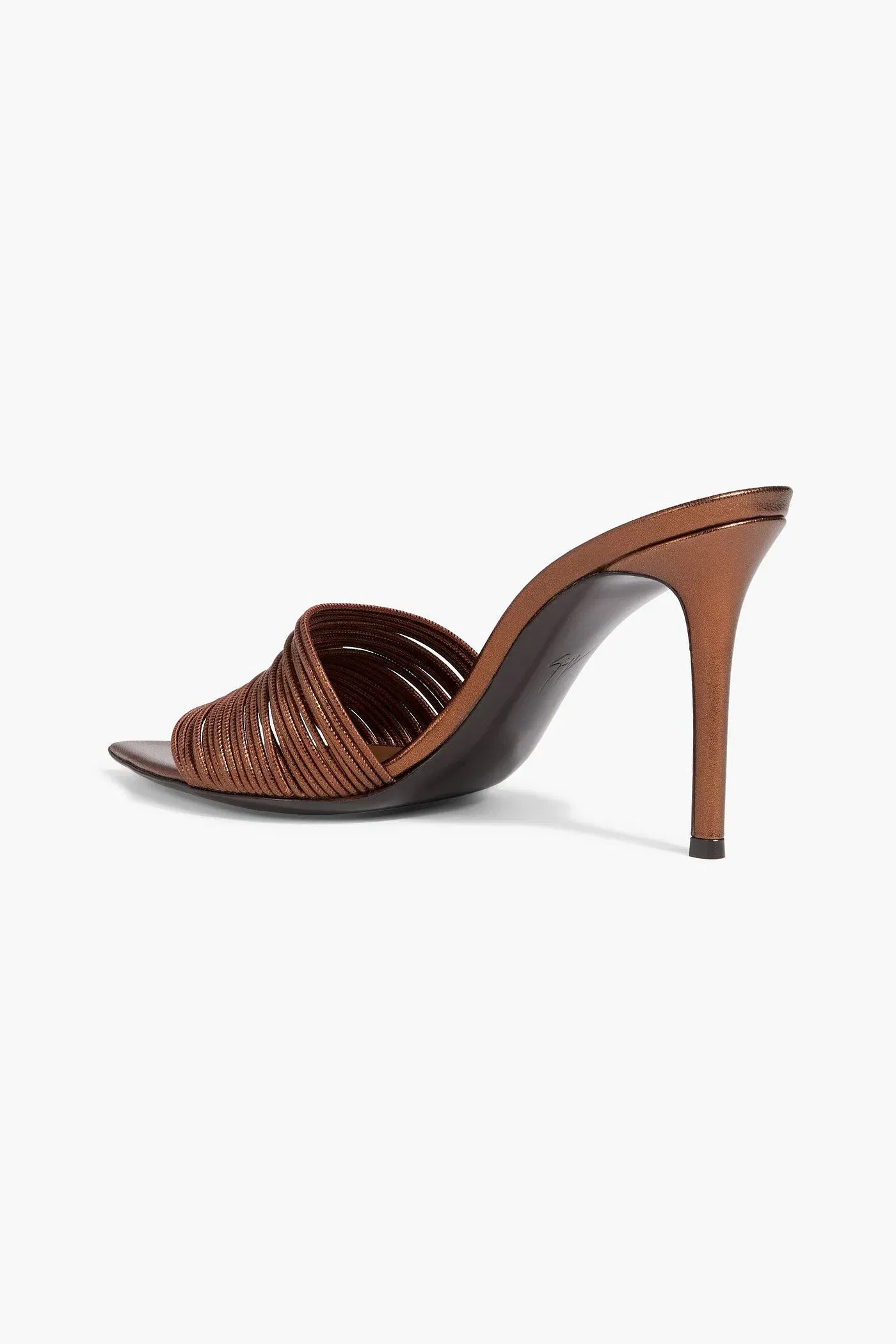 Giuseppe Zanotti Intriigo Clio 70 Metallic Leather Mules Bronze Women's