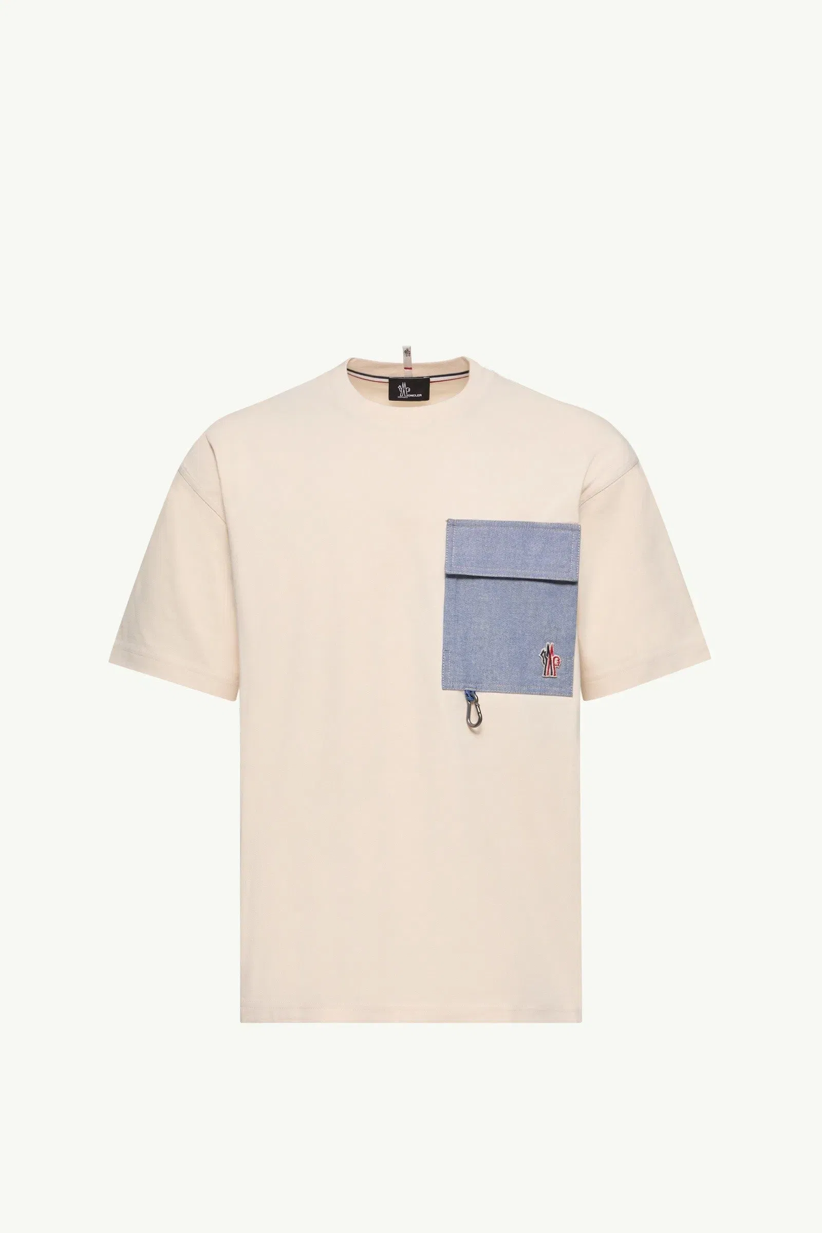 Moncler Cotton Blend T-Shirt With Denim Pocket White Ivory White Ivory