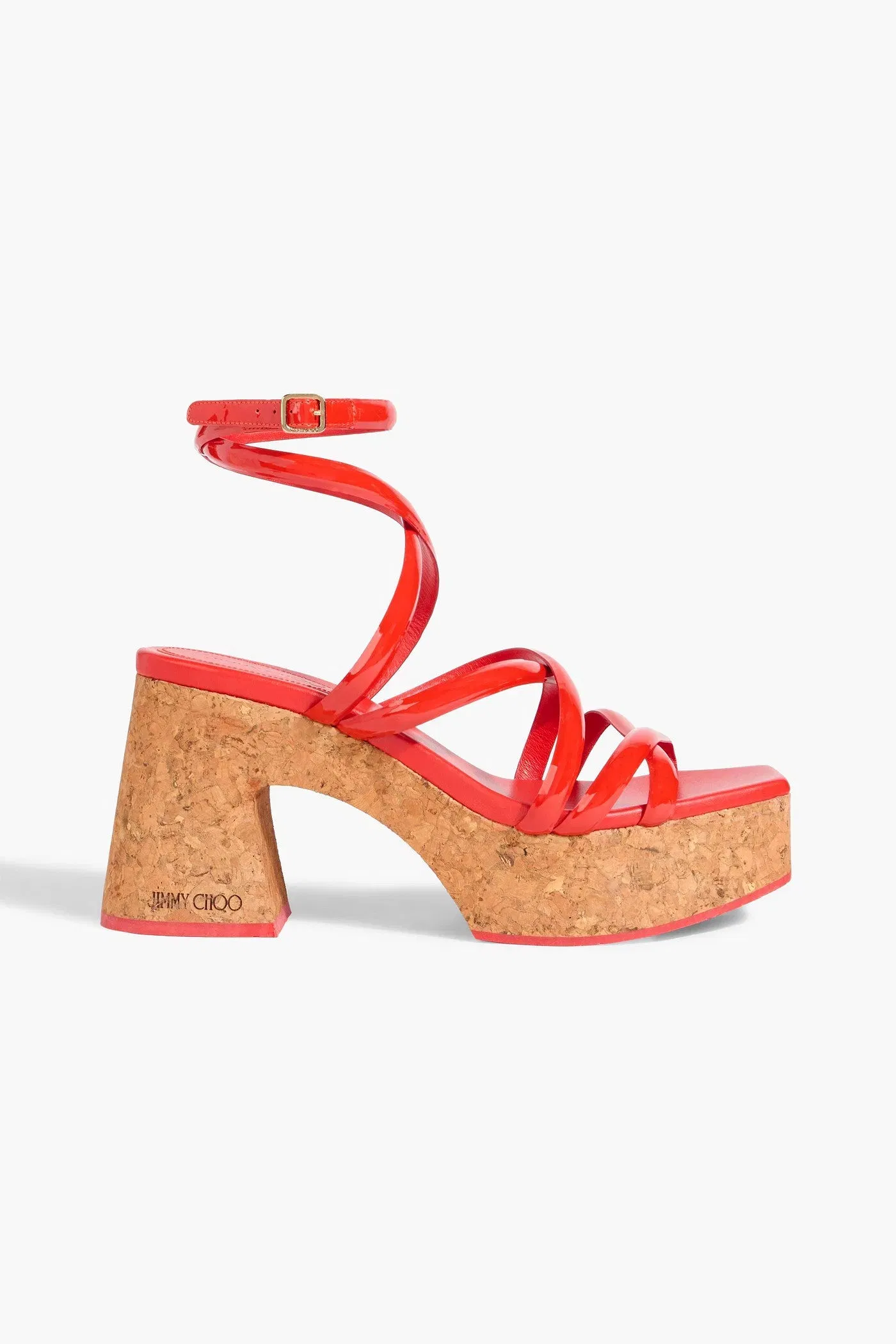 Jimmy Choo Cecilia 95 Patent-Leather Platform Sandals Red Women's