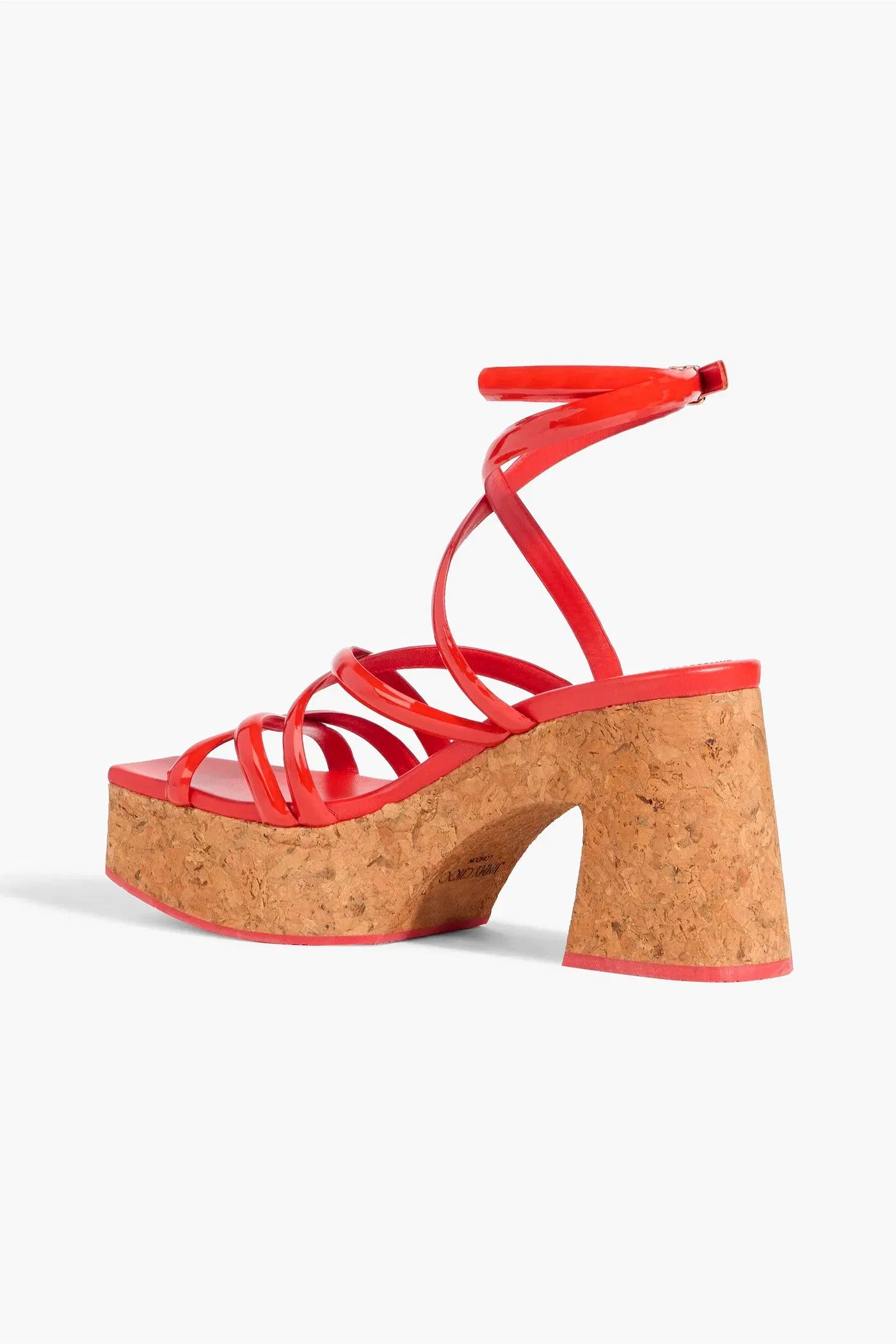 Jimmy Choo Cecilia 95 Patent-Leather Platform Sandals Red Women's