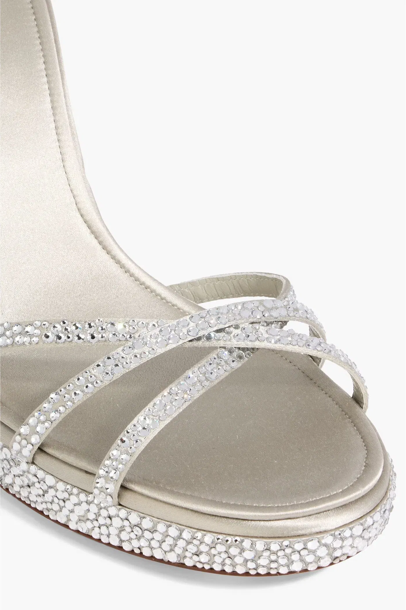 Valentino Garavani Eveninglam Crystal-Embellished Satin Platform Sandals Silver Women's