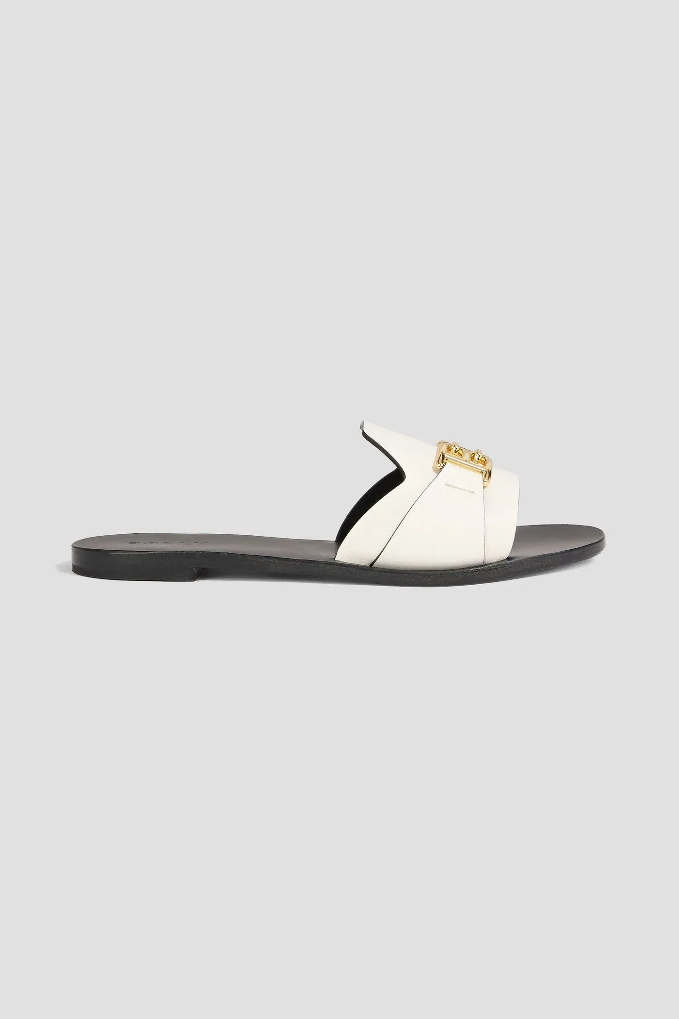 Bally Positano Embellished Leather Slides Off-White Women's