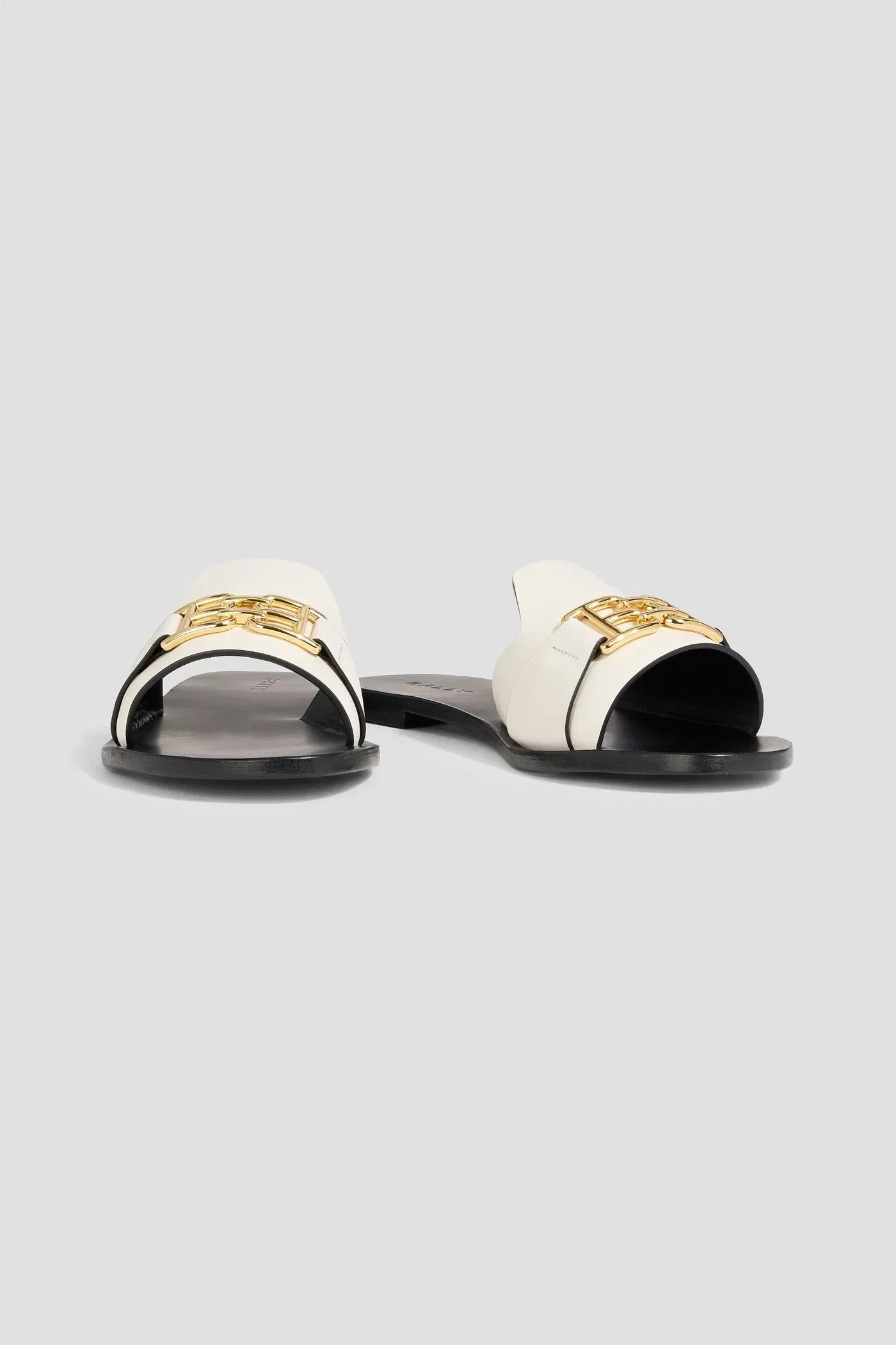 Bally Positano Embellished Leather Slides Off-White Women's