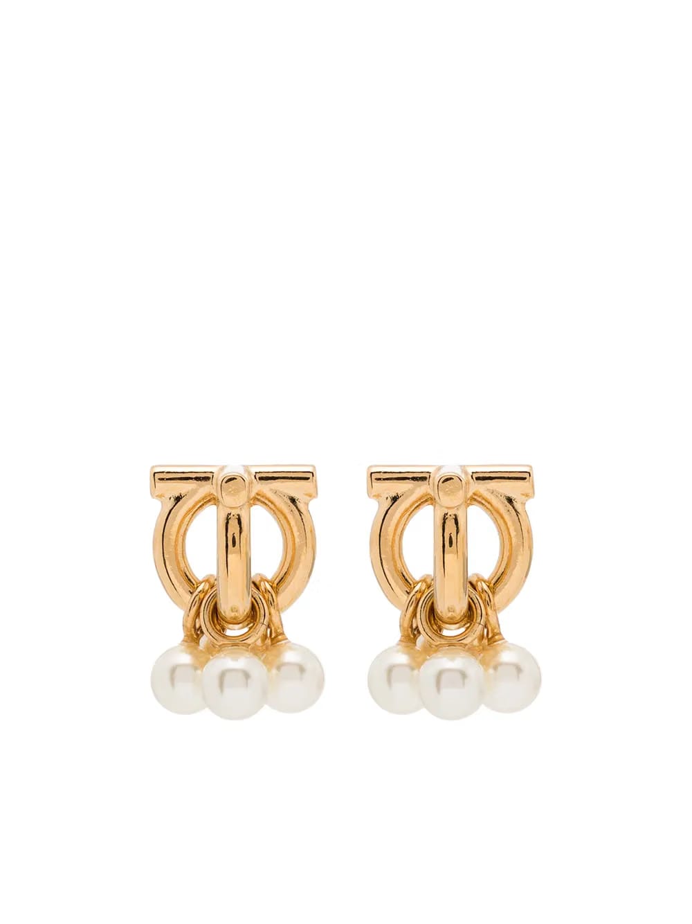 Gancini pearl-embellished stud earrings