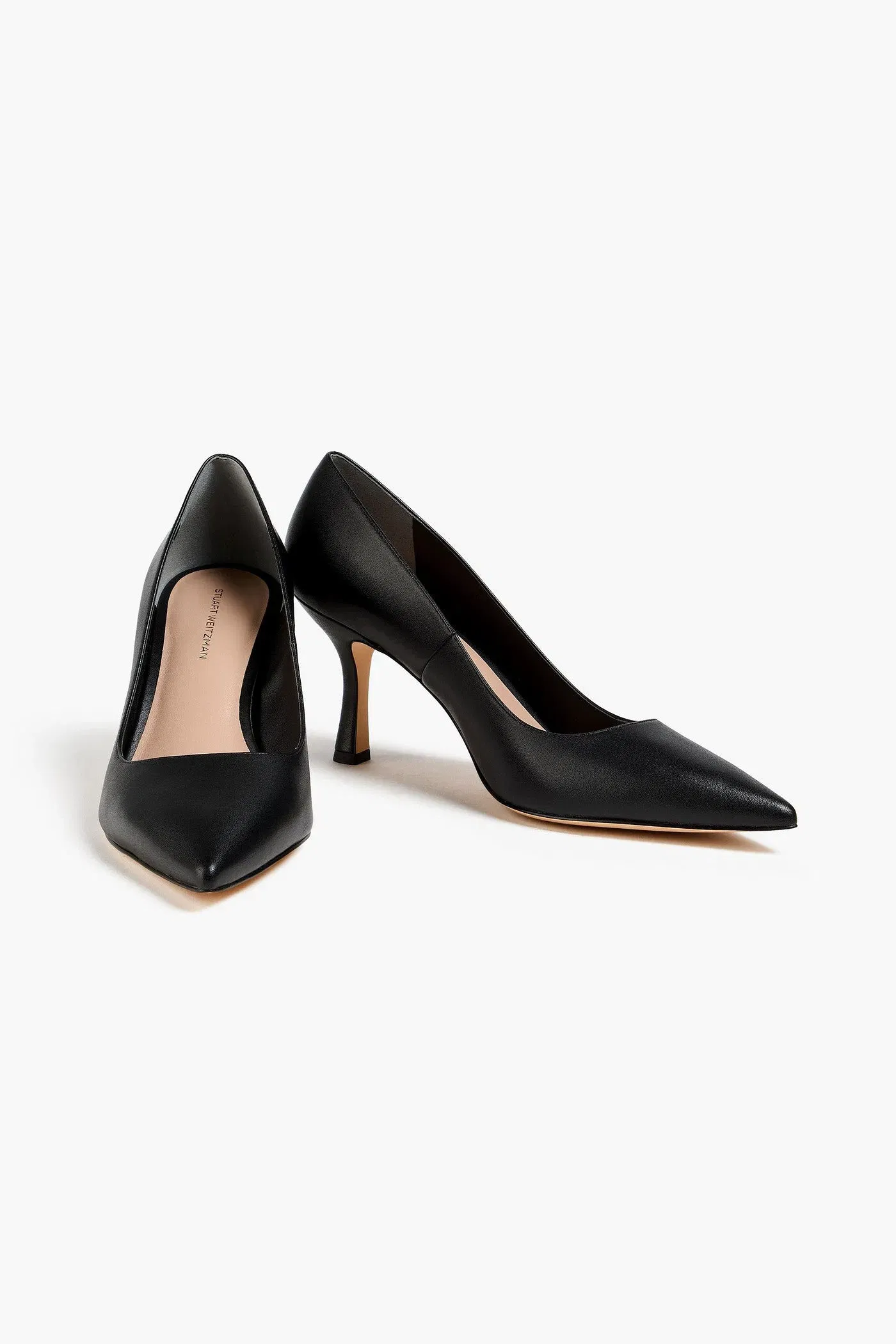 Stuart Weitzman Isla 75 Leather Pumps Black Women's