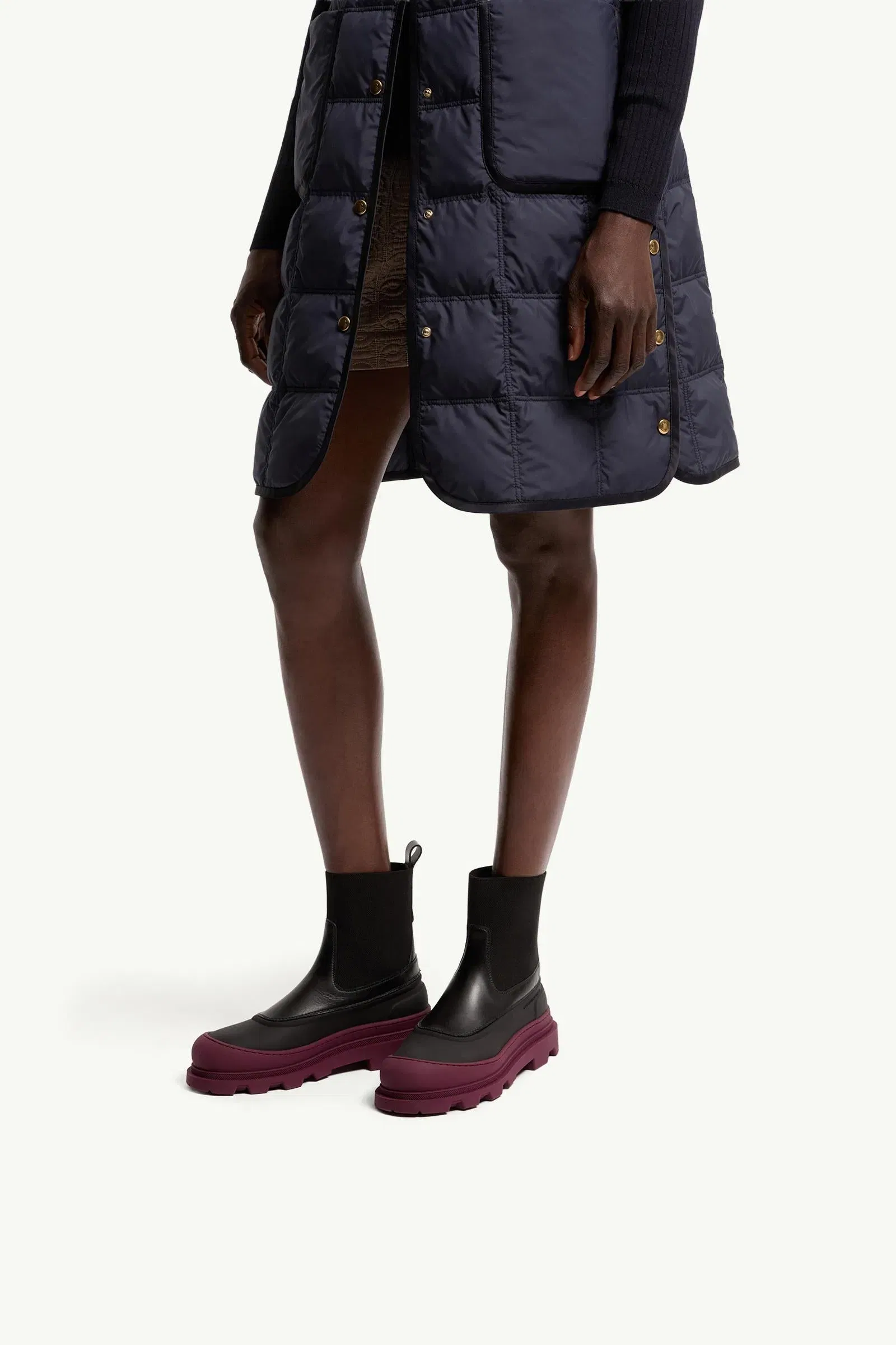 Moncler Vera Edge Leather Ankle Boots Black
