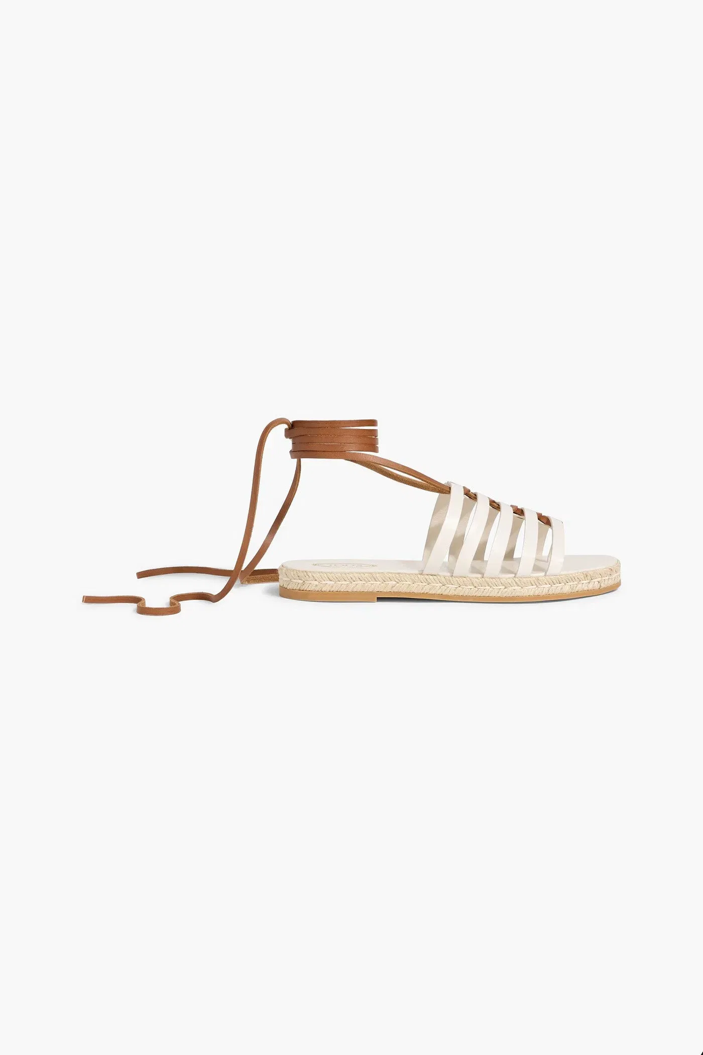 Tod's Leather Lace-Up Espadrille Sandals Beige Women's