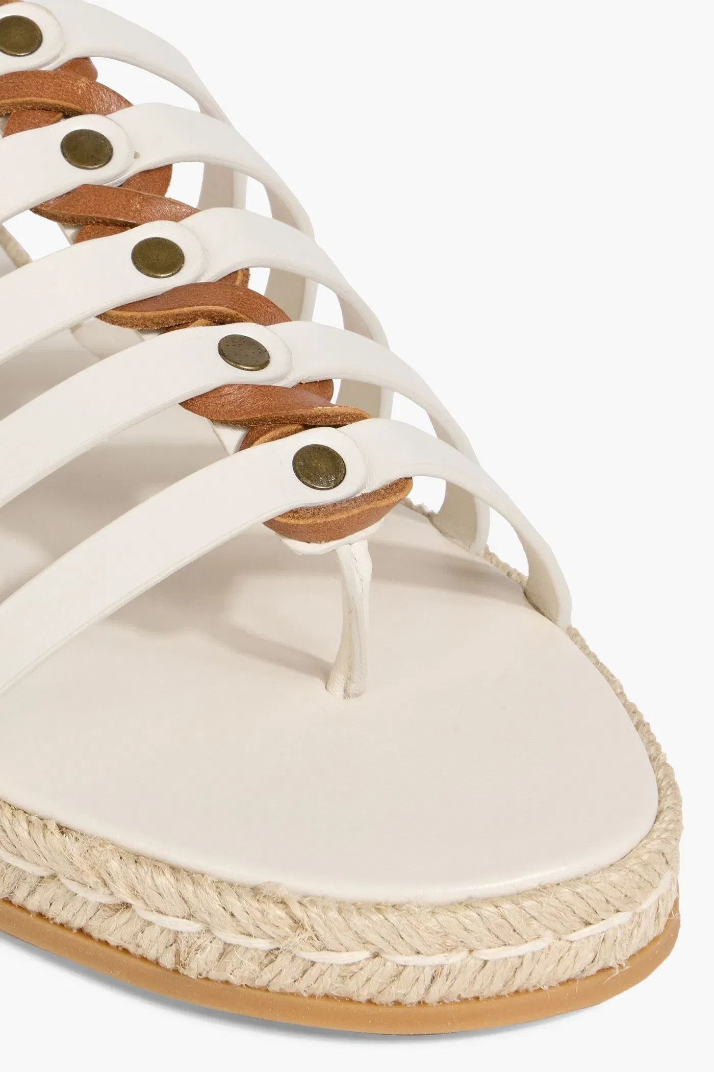 Tod's Leather Lace-Up Espadrille Sandals Beige Women's