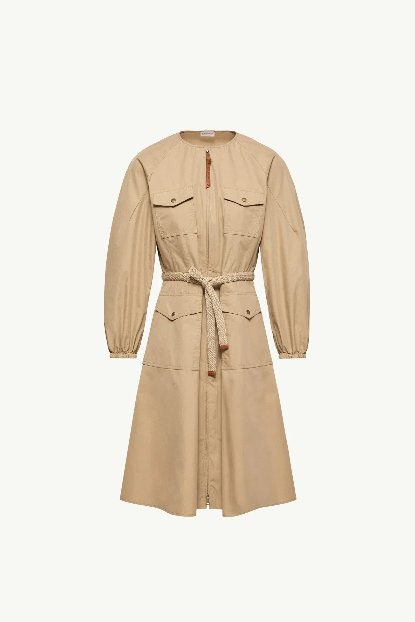 Moncler Pleated Poplin Dress Light Beige Light Beige