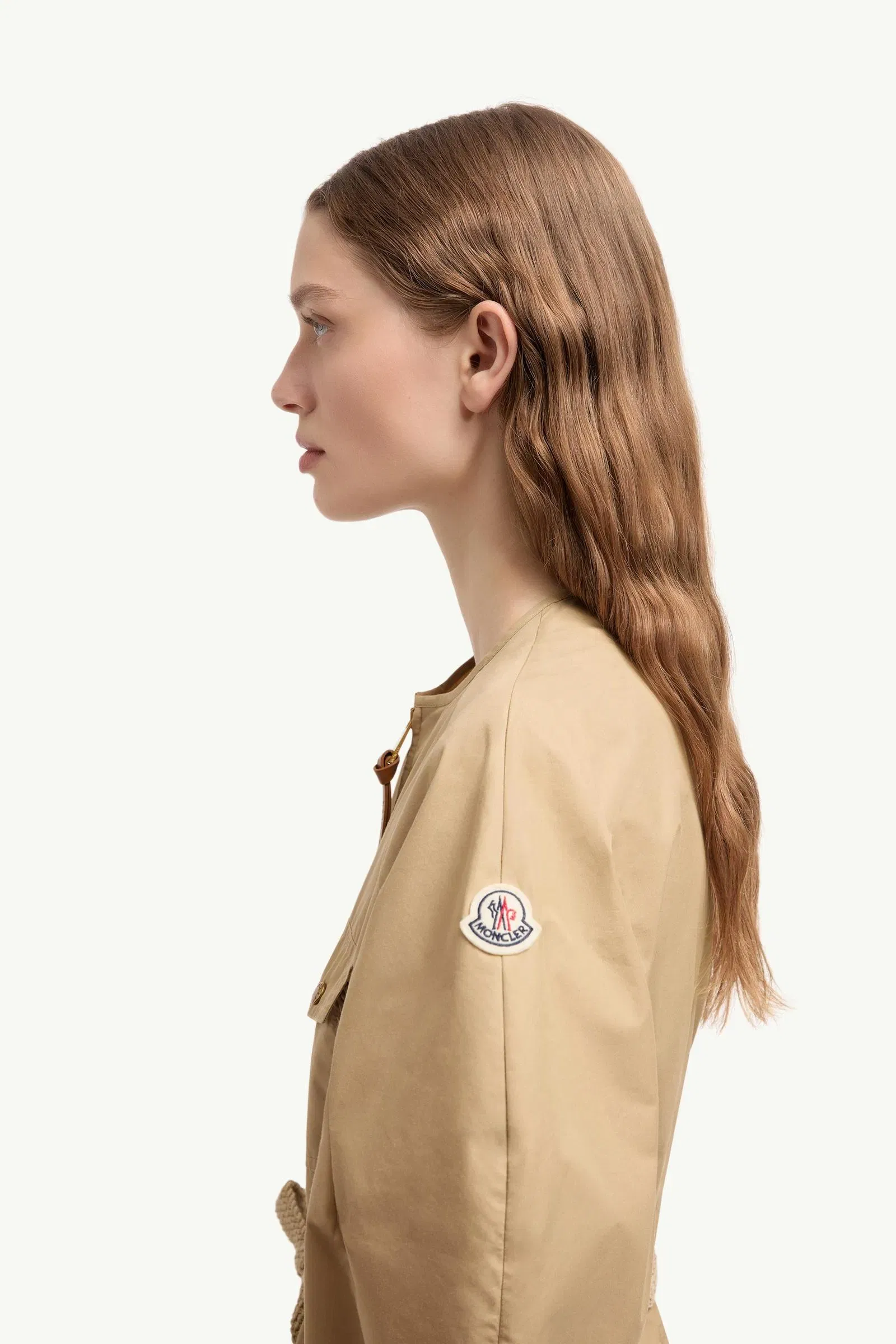Moncler Pleated Poplin Dress Light Beige Light Beige