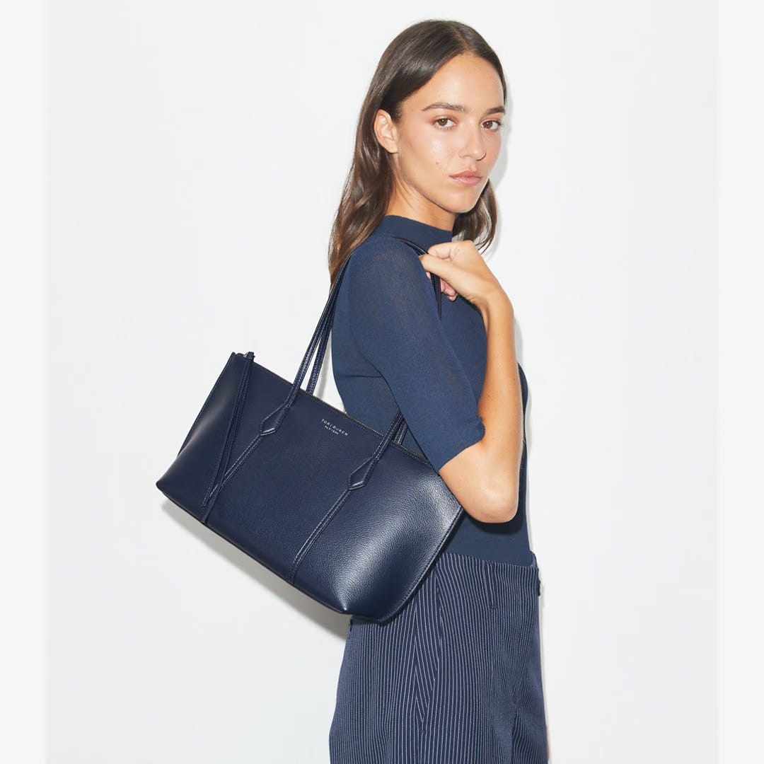Tory Burch Small Perry Zip Tote Dark Sky