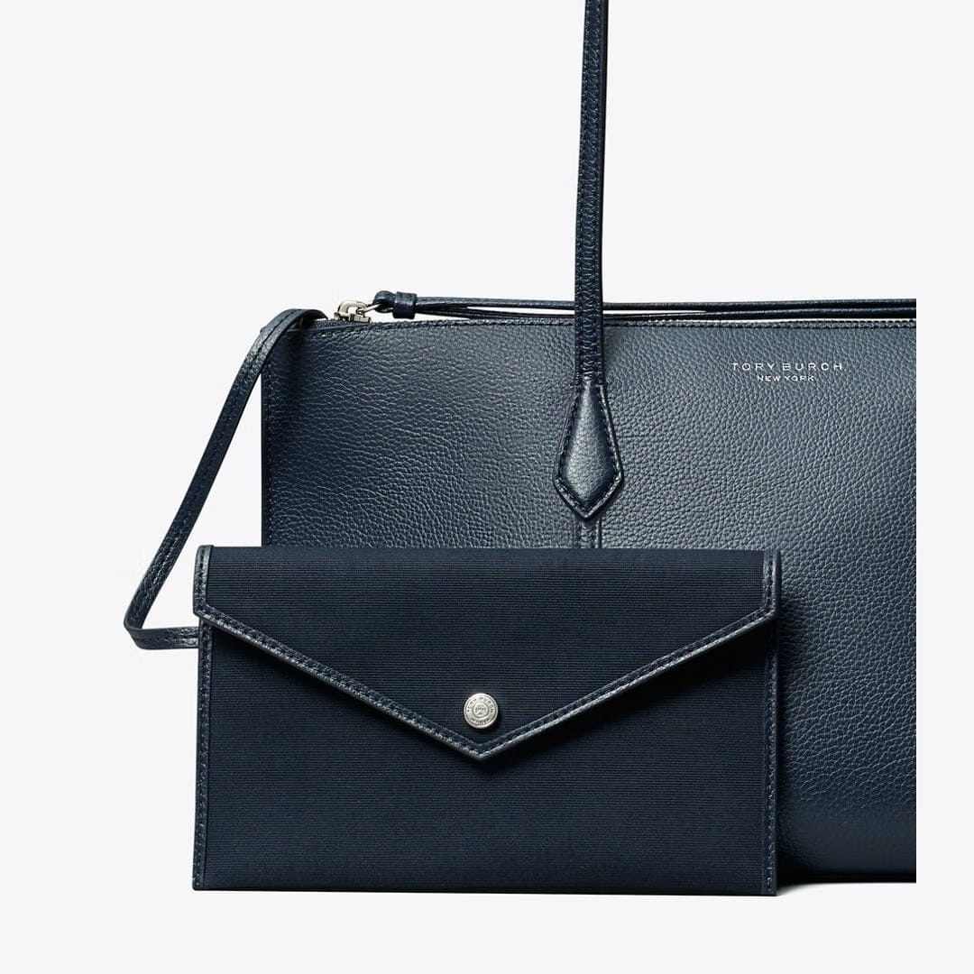 Tory Burch Small Perry Zip Tote Dark Sky