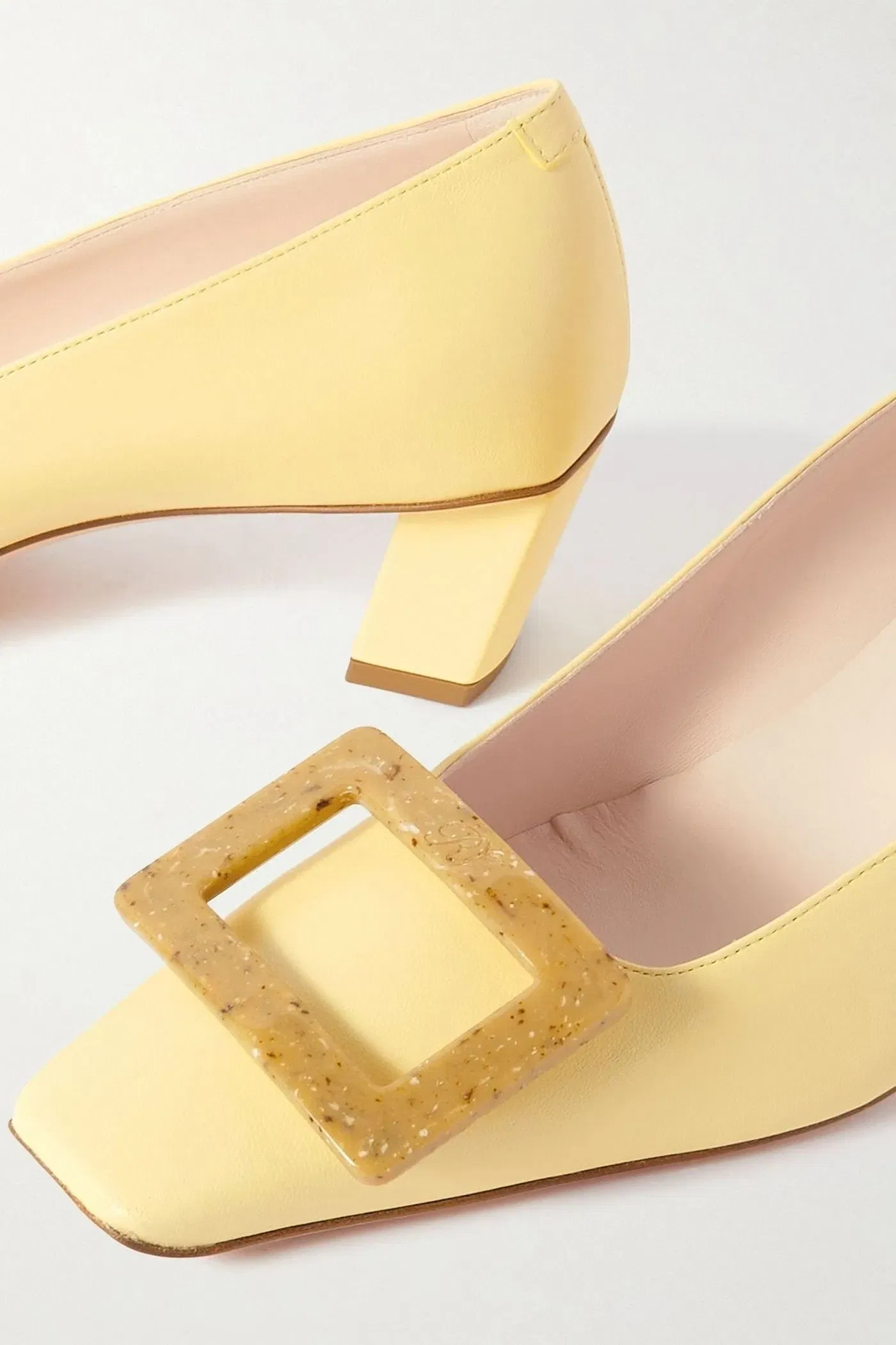Roger Vivier Belle Vivier Patent-Leather Pumps Pastel Yellow Women's