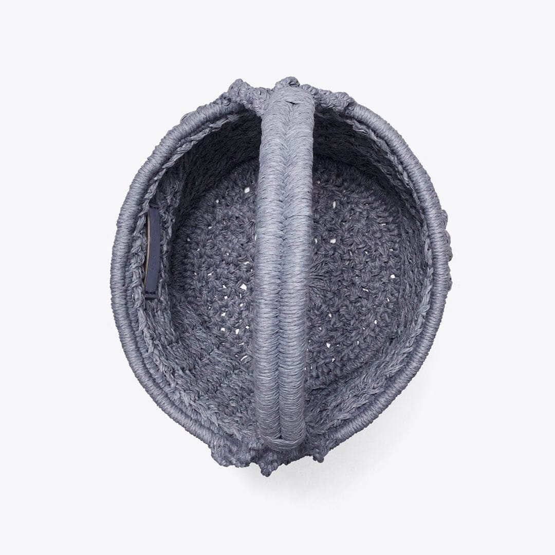 Tory Burch Ella Hand-Crocheted Popcorn Bucket Bag Gray