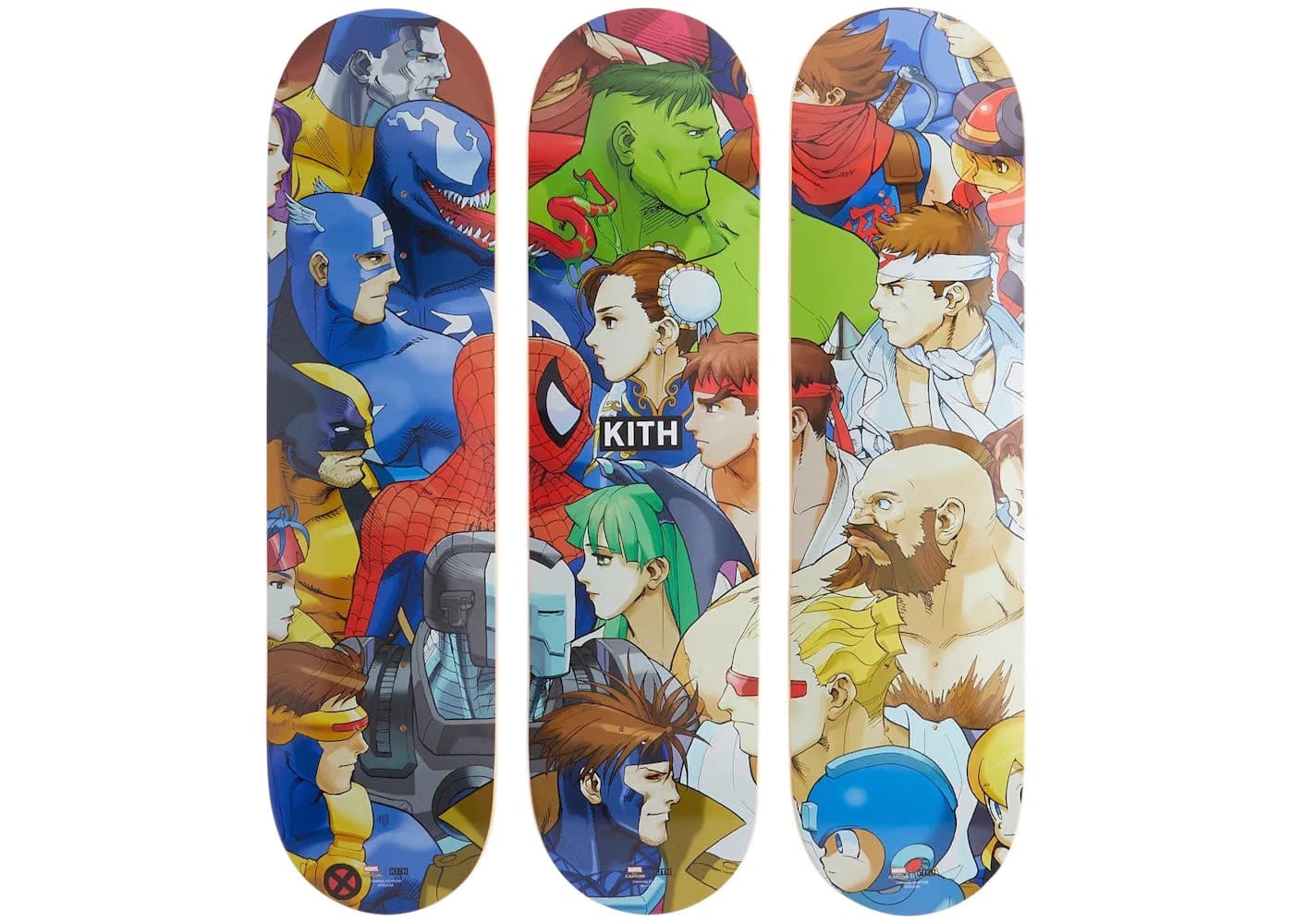 Kith X Marvel Capcom Triptych Set Of 3 Skateboard Deck