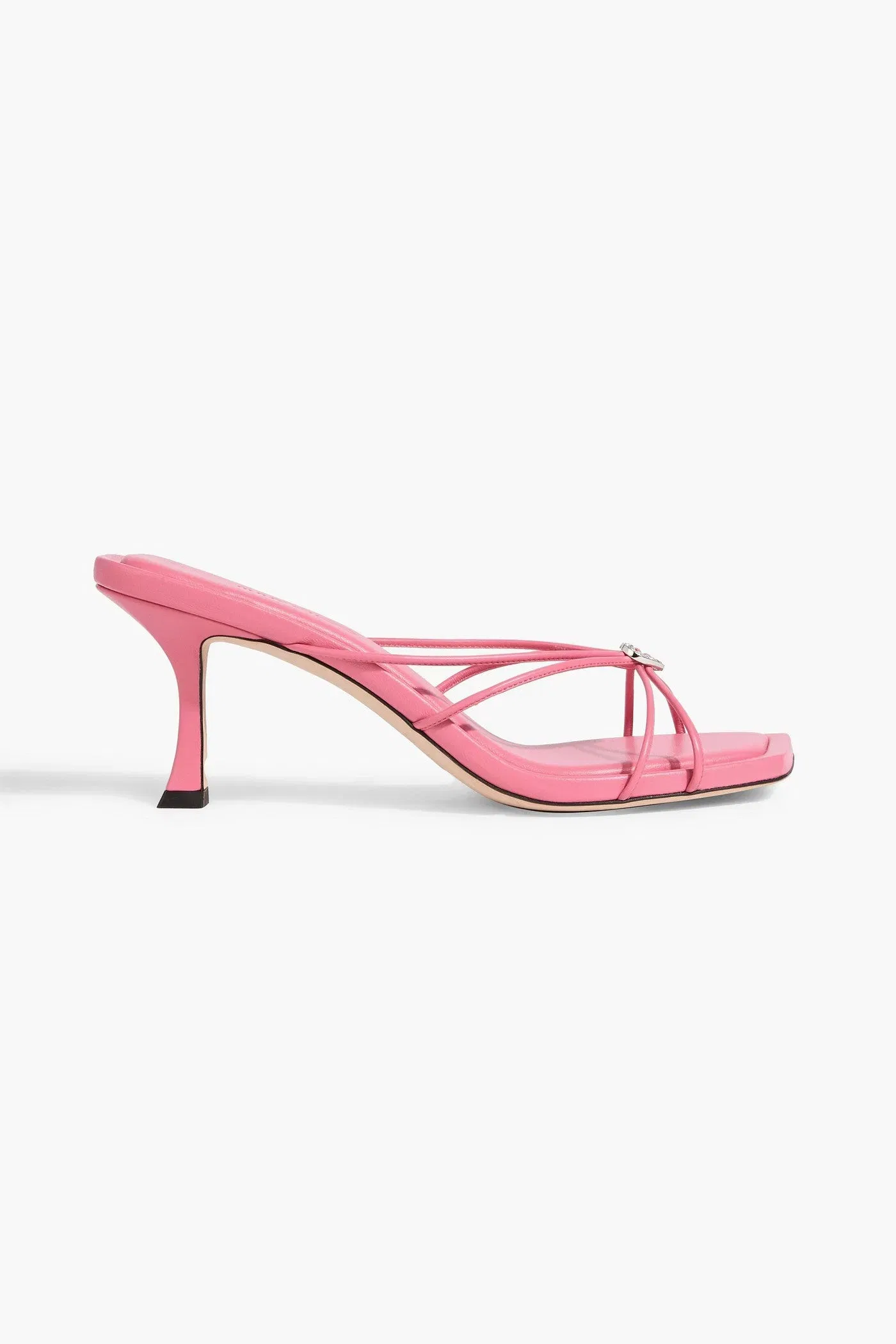 Jimmy Choo Indiya 70 Crystal-Embellished Leather Mules Pink Women's