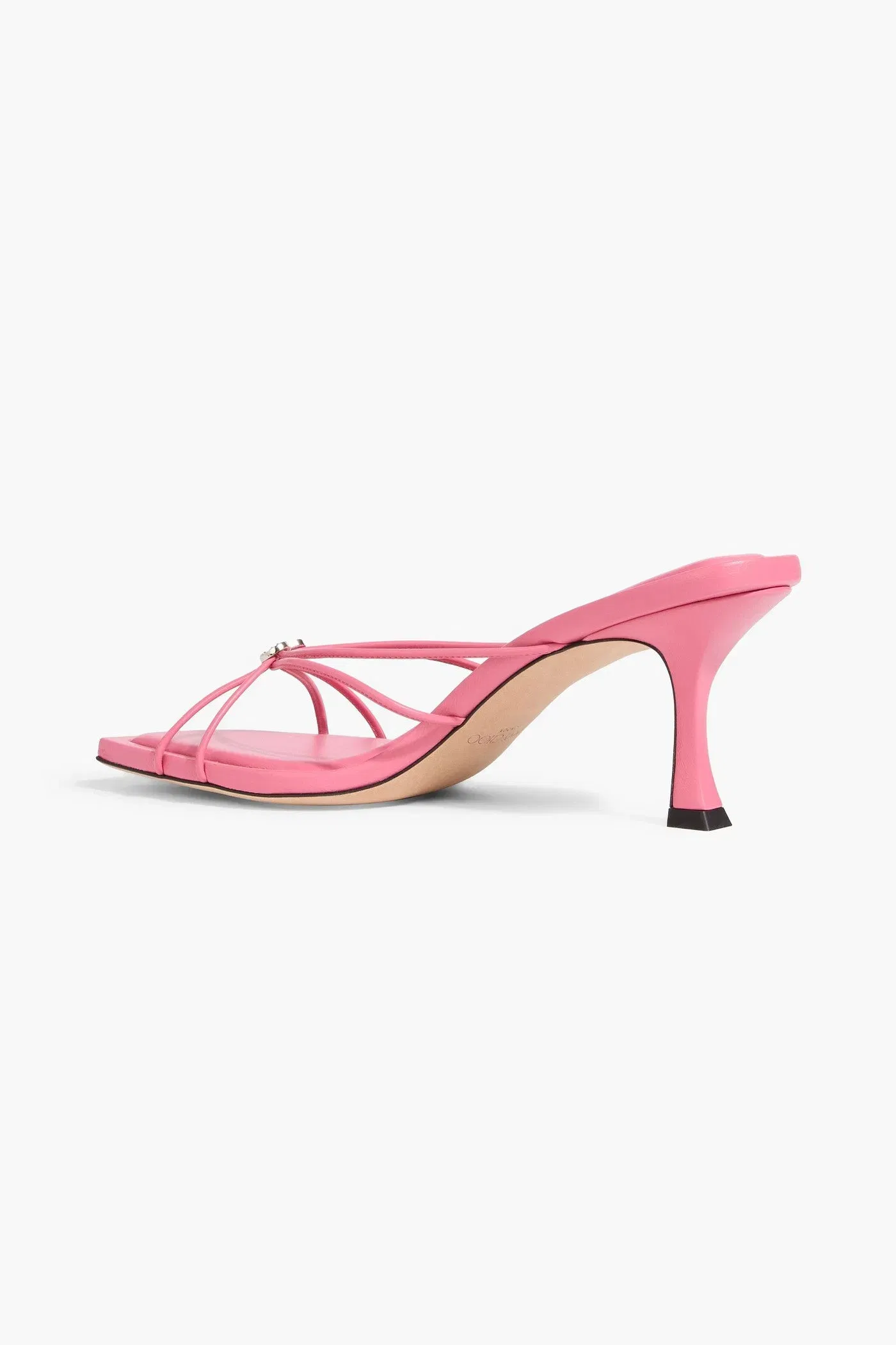 Jimmy Choo Indiya 70 Crystal-Embellished Leather Mules Pink Women's