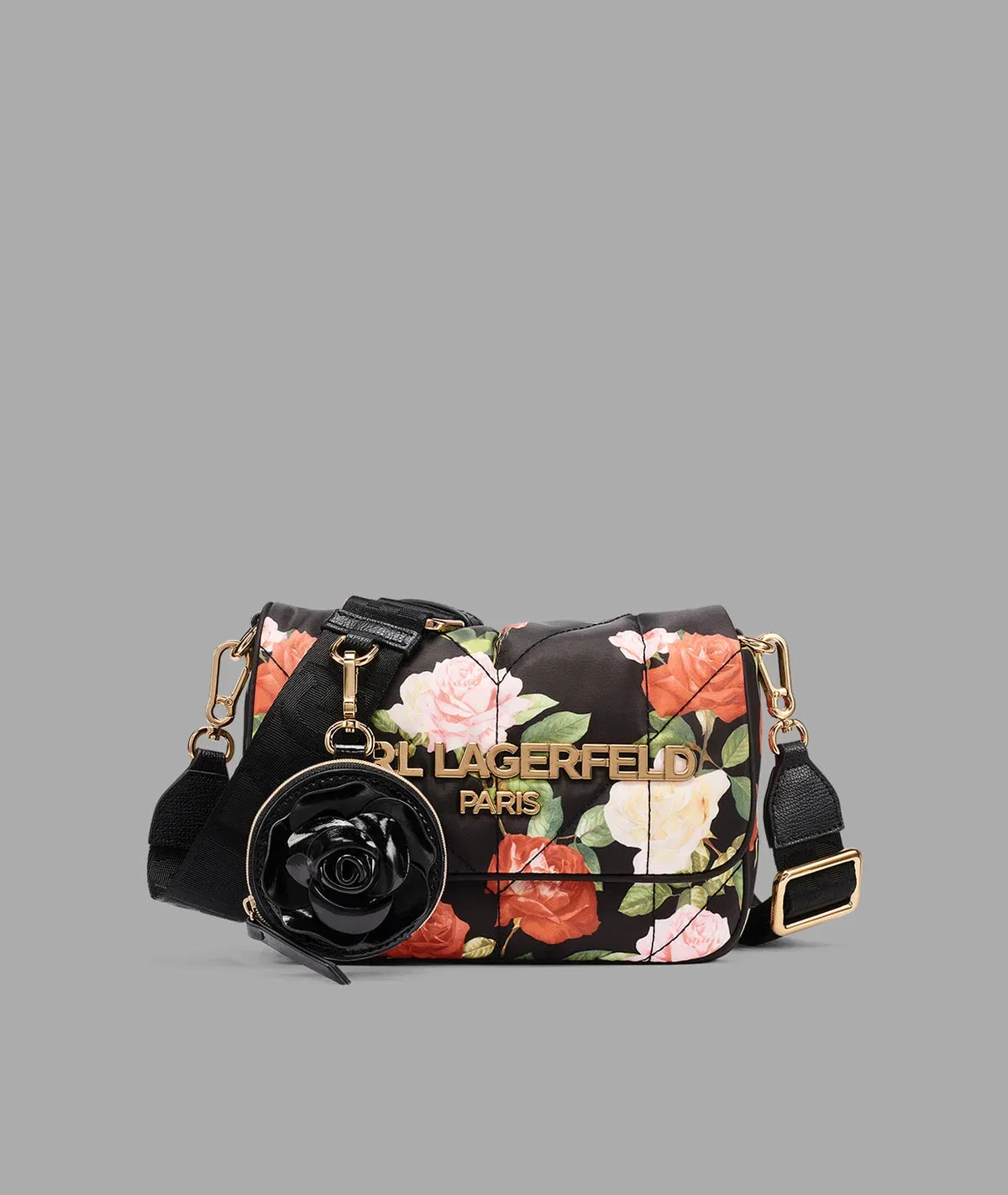 KarlLagerfeld Voyage crossbody with flowers black floral