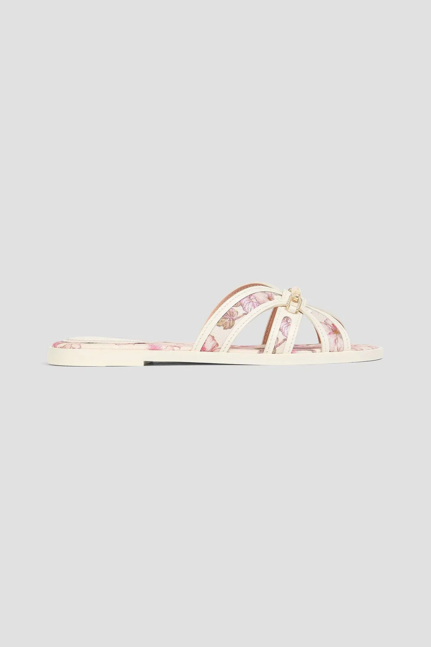 Zimmermann Floral-Print Linen Sandals Ivory Women's