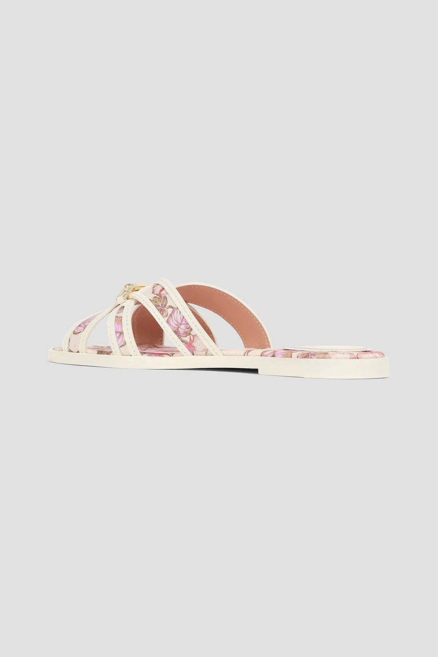 Zimmermann Floral-Print Linen Sandals Ivory Women's