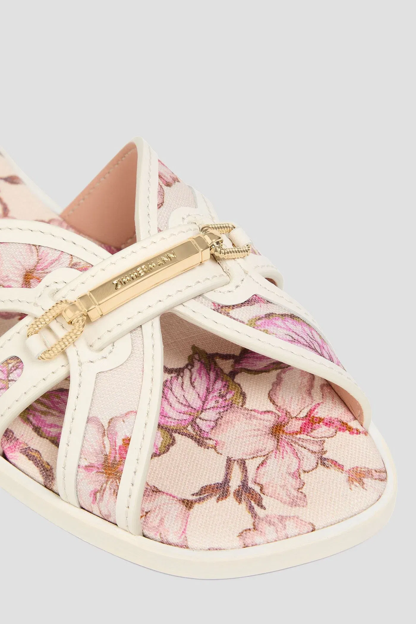 Zimmermann Floral-Print Linen Sandals Ivory Women's