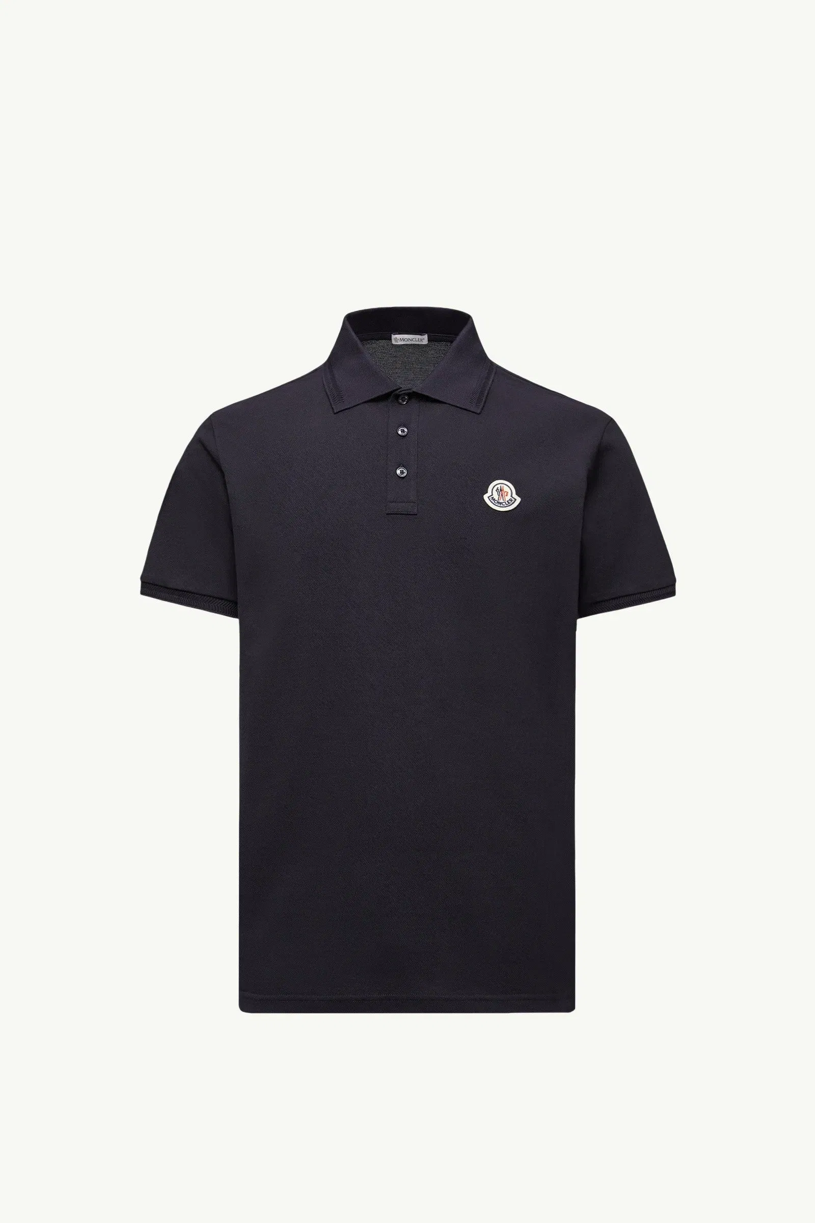 Moncler Logo Patch Cotton Piquet Polo Shirt Night Blue Night Blue