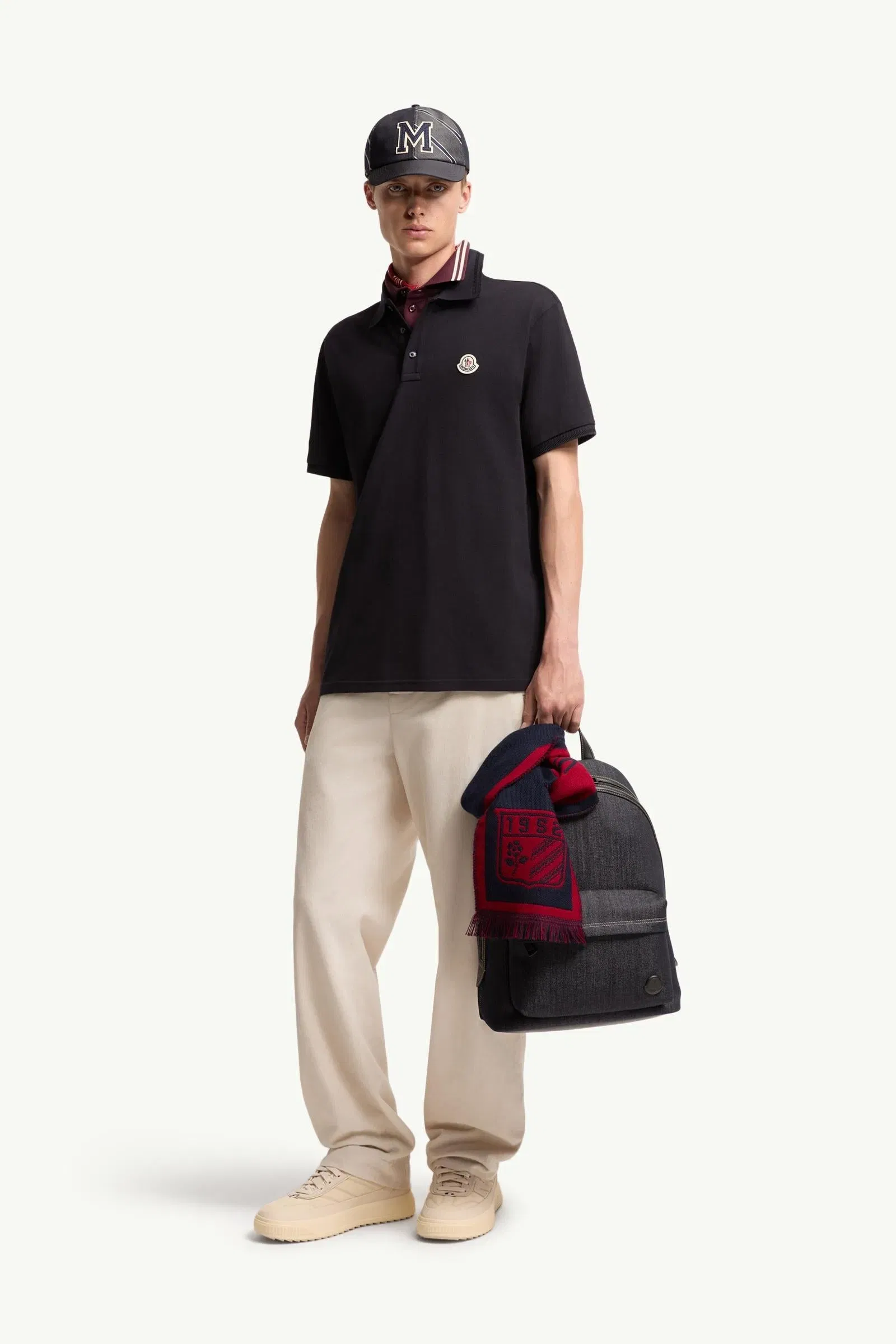Moncler Logo Patch Cotton Piquet Polo Shirt Night Blue Night Blue