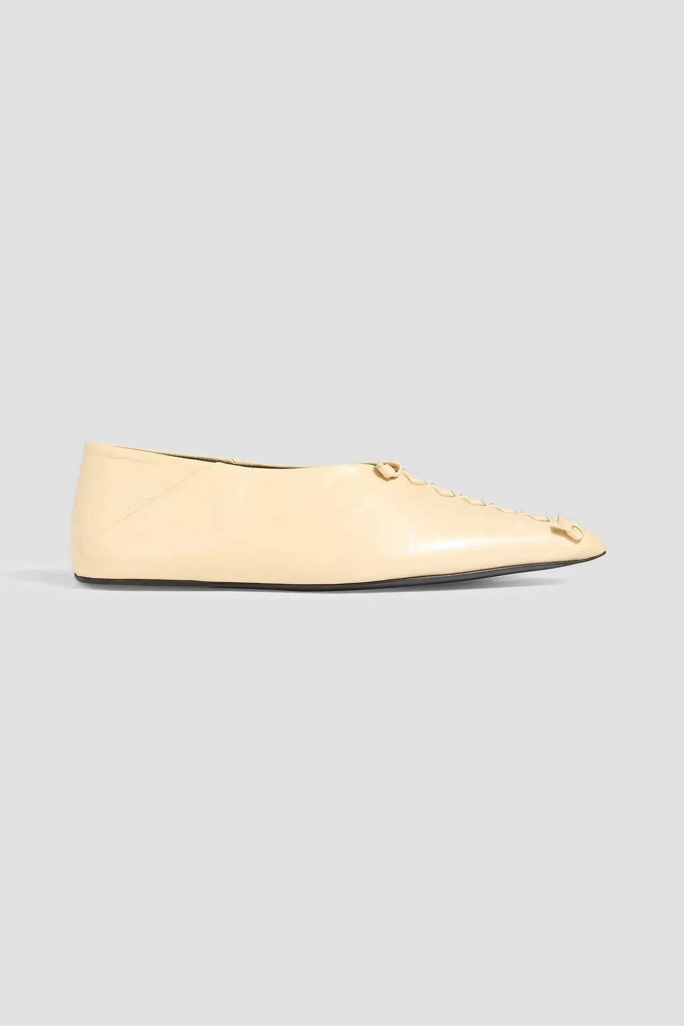 Jil Sander Leather Point-Toe Flats Cream Women's