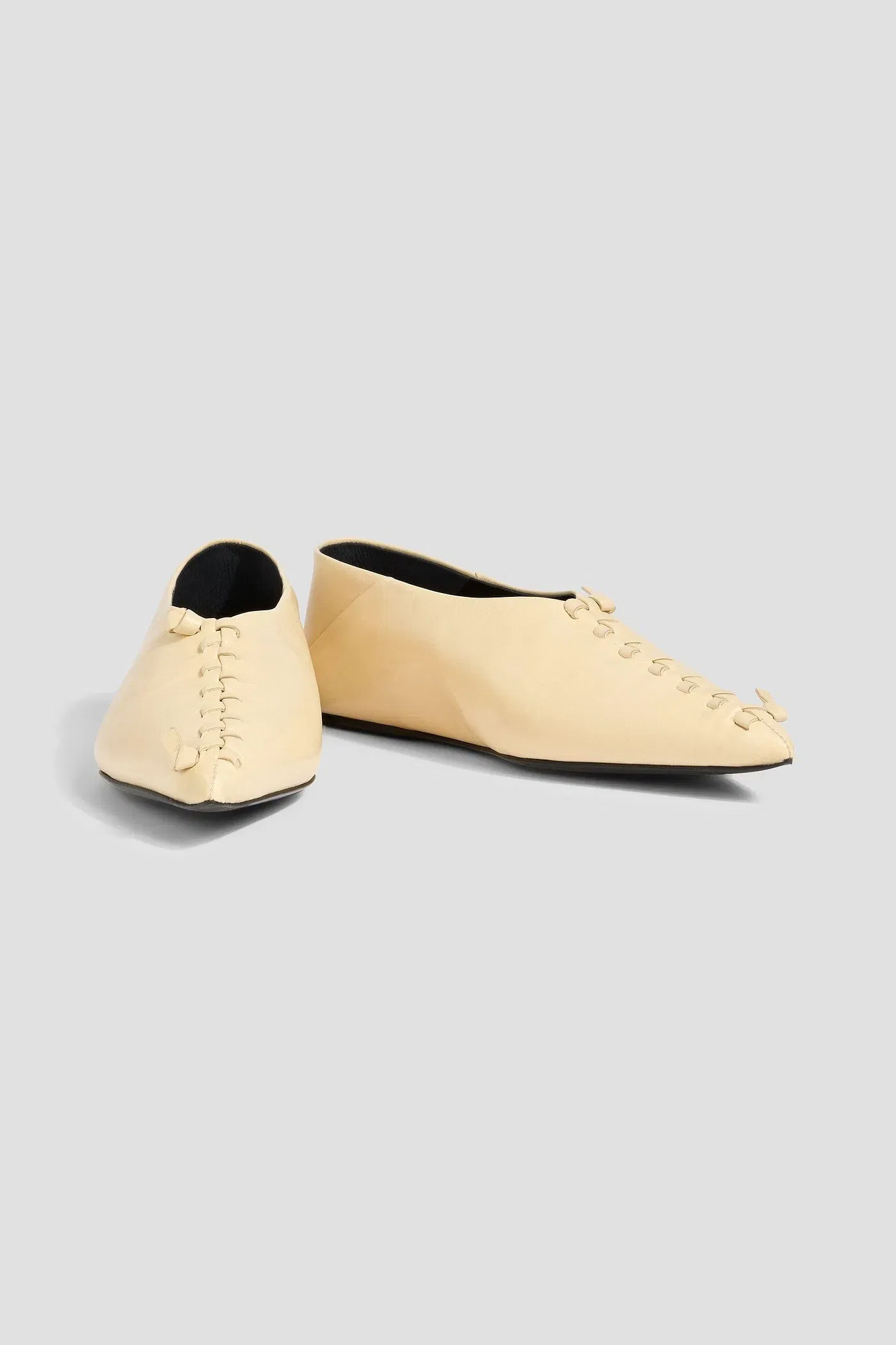 Jil Sander Leather Point-Toe Flats Cream Women's