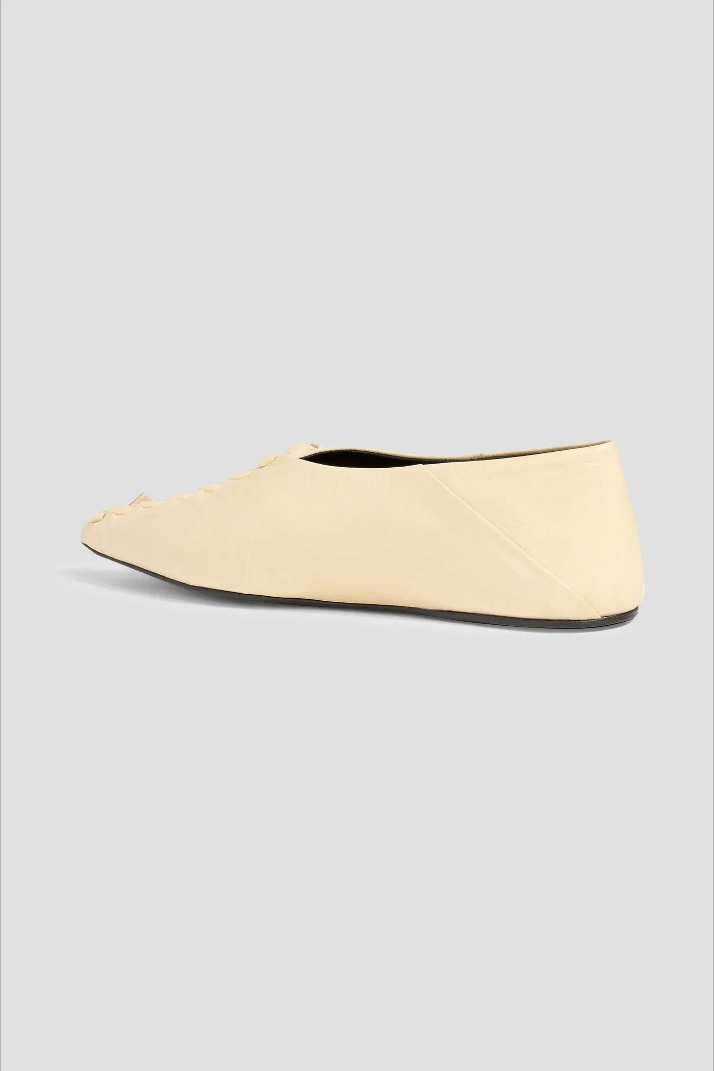 Jil Sander Leather Point-Toe Flats Cream Women's