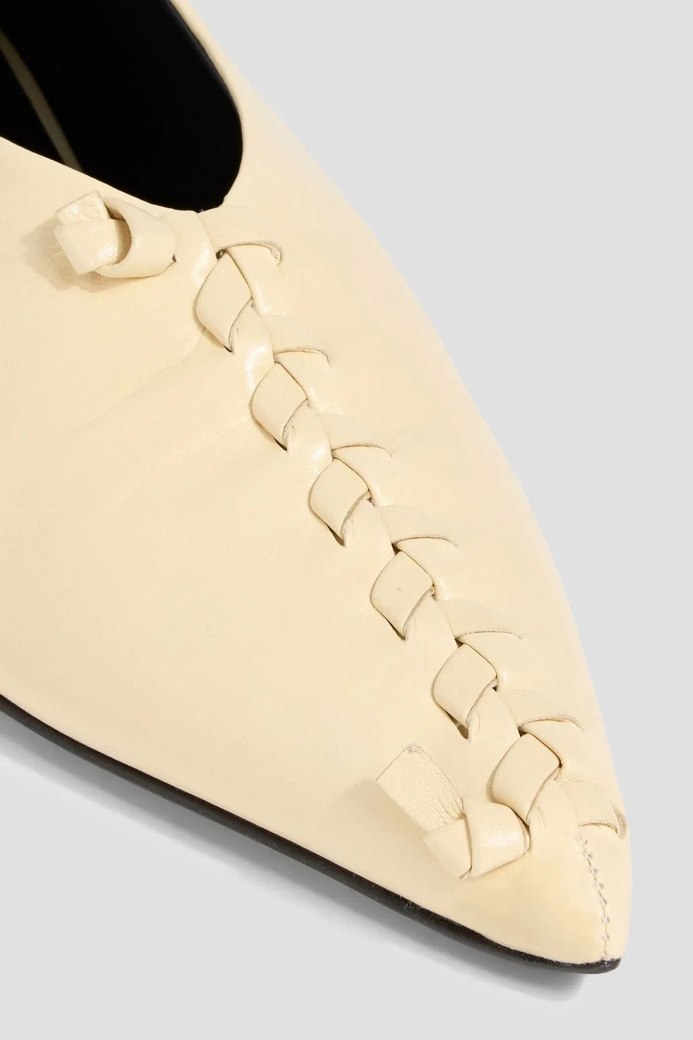 Jil Sander Leather Point-Toe Flats Cream Women's