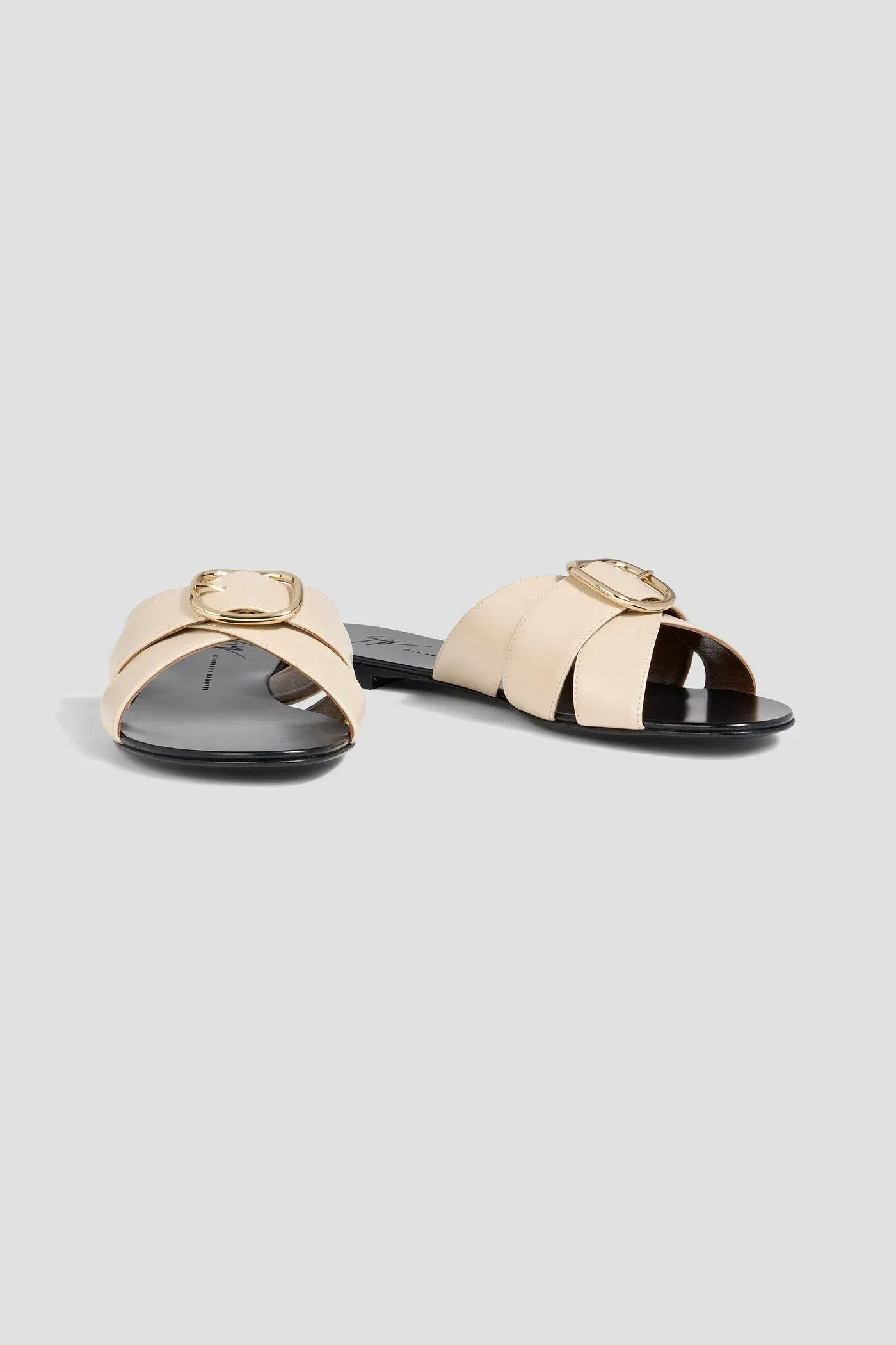 Giuseppe Zanotti Nuvrock 10 Leather Slides Cream Women's