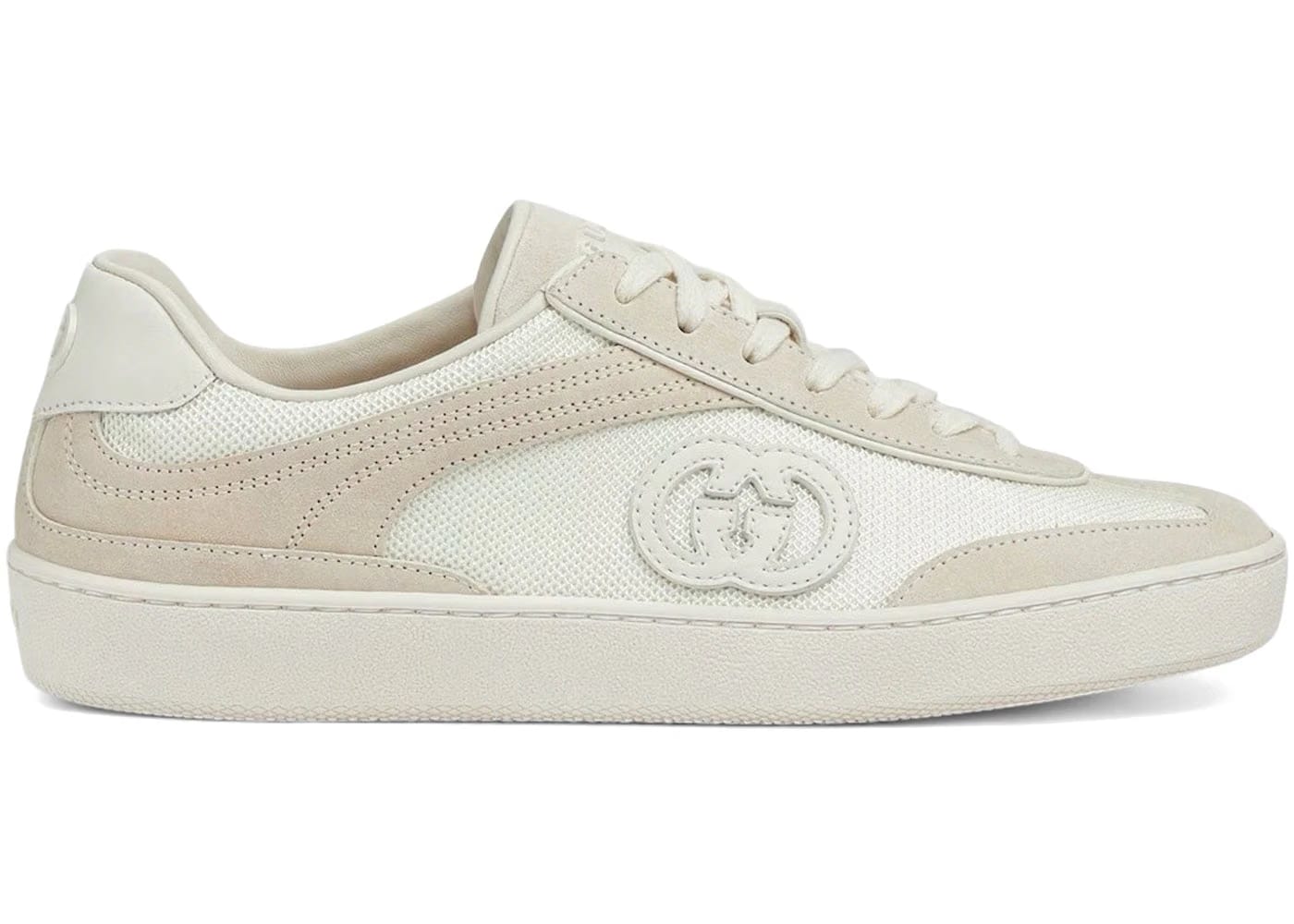 Gucci G75 Low Sneakers Interlocking G White Suede Womens