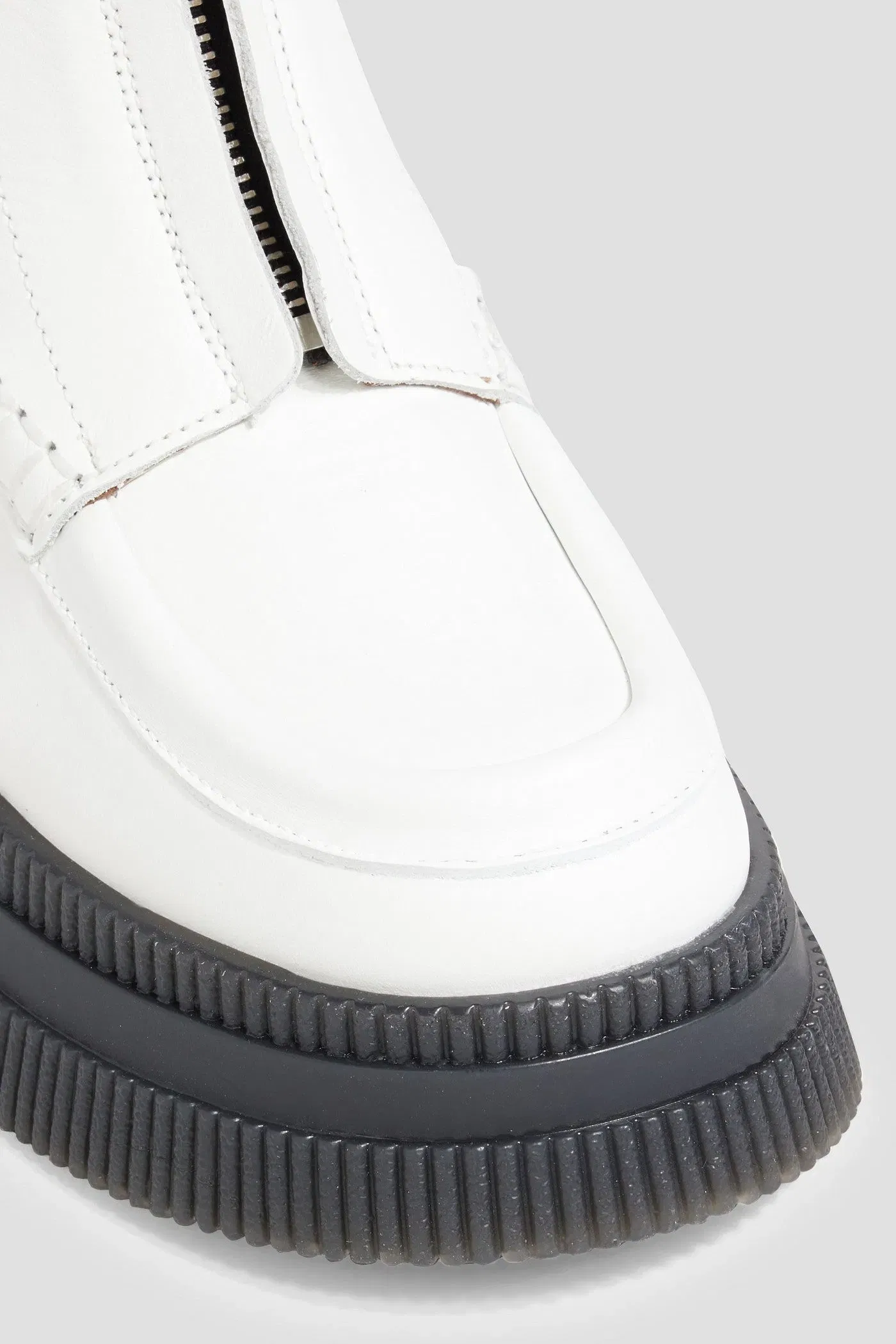 Ganni Leather Platform Ankle Boots White Women's